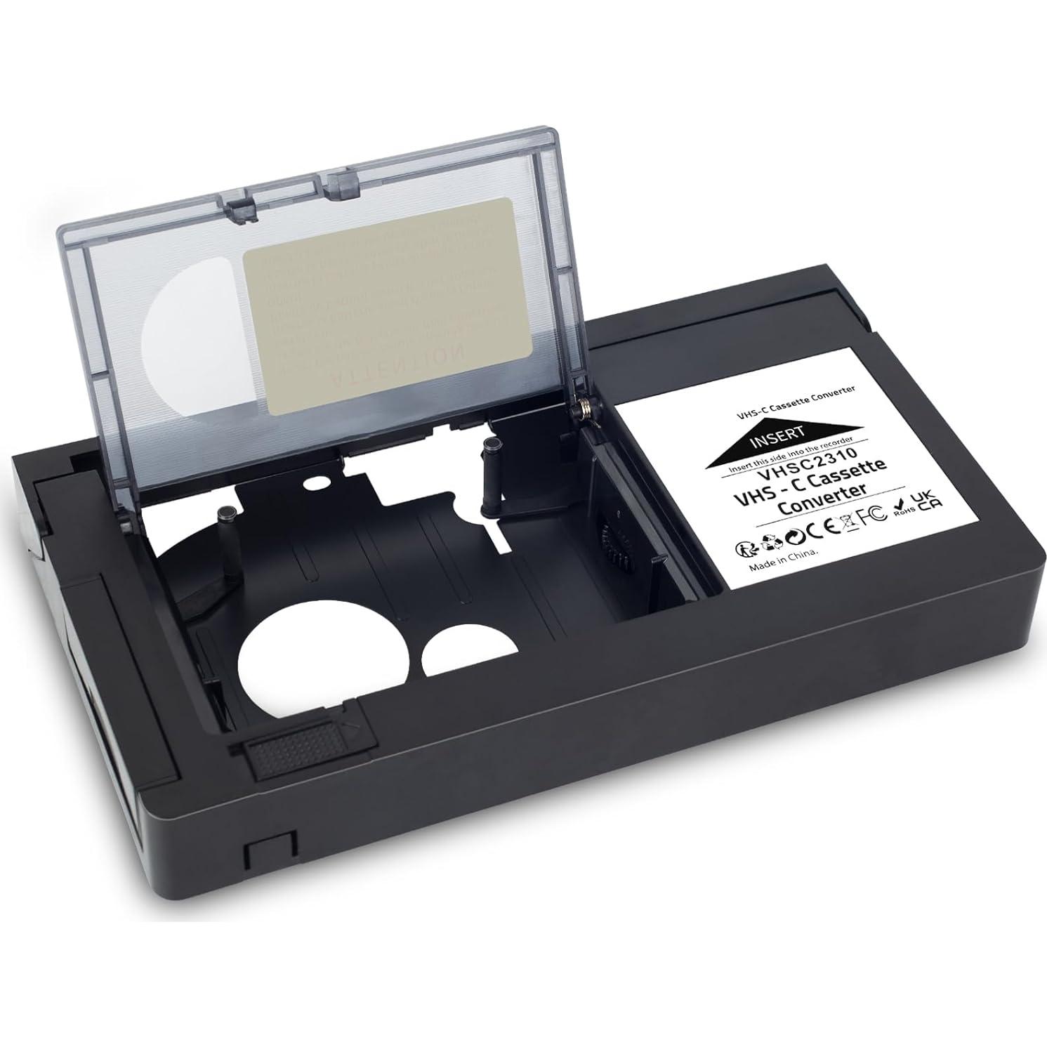 VHS-C Cassette Adapter Compatible with VHS-C SVHS Camcorders JVC RCA Panasonic Motorized VHS Cassette Converter （NOT Compatible with 8mm / MiniDV / Hi8）