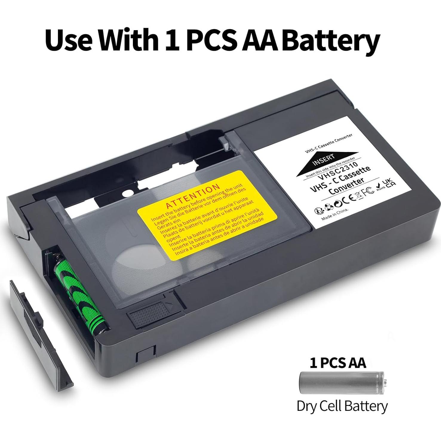 VHS-C Cassette Adapter Compatible with VHS-C SVHS Camcorders JVC RCA Panasonic Motorized VHS Cassette Converter （NOT Compatible with 8mm / MiniDV / Hi8）