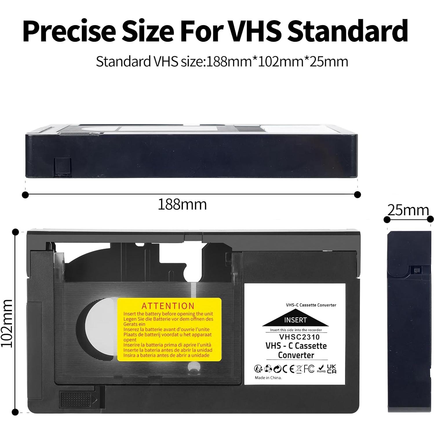 VHS-C Cassette Adapter Compatible with VHS-C SVHS Camcorders JVC RCA Panasonic Motorized VHS Cassette Converter （NOT Compatible with 8mm / MiniDV / Hi8）