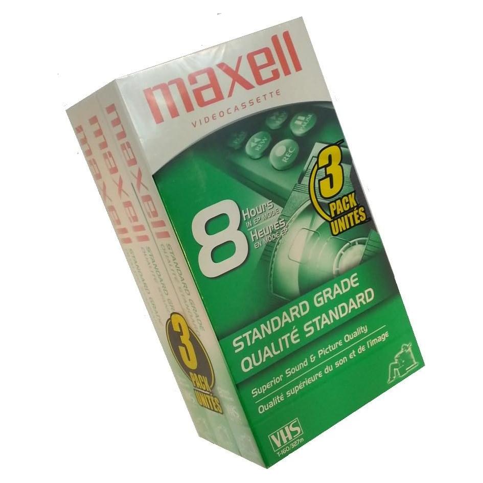 Cintas de Video Maxell T160 Grado Estándar - Paquete de 3