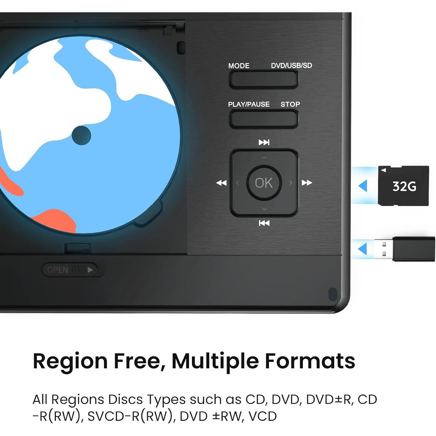 Reproductor de DVD Portátil ieGeek 14.1" HD Batería 6h