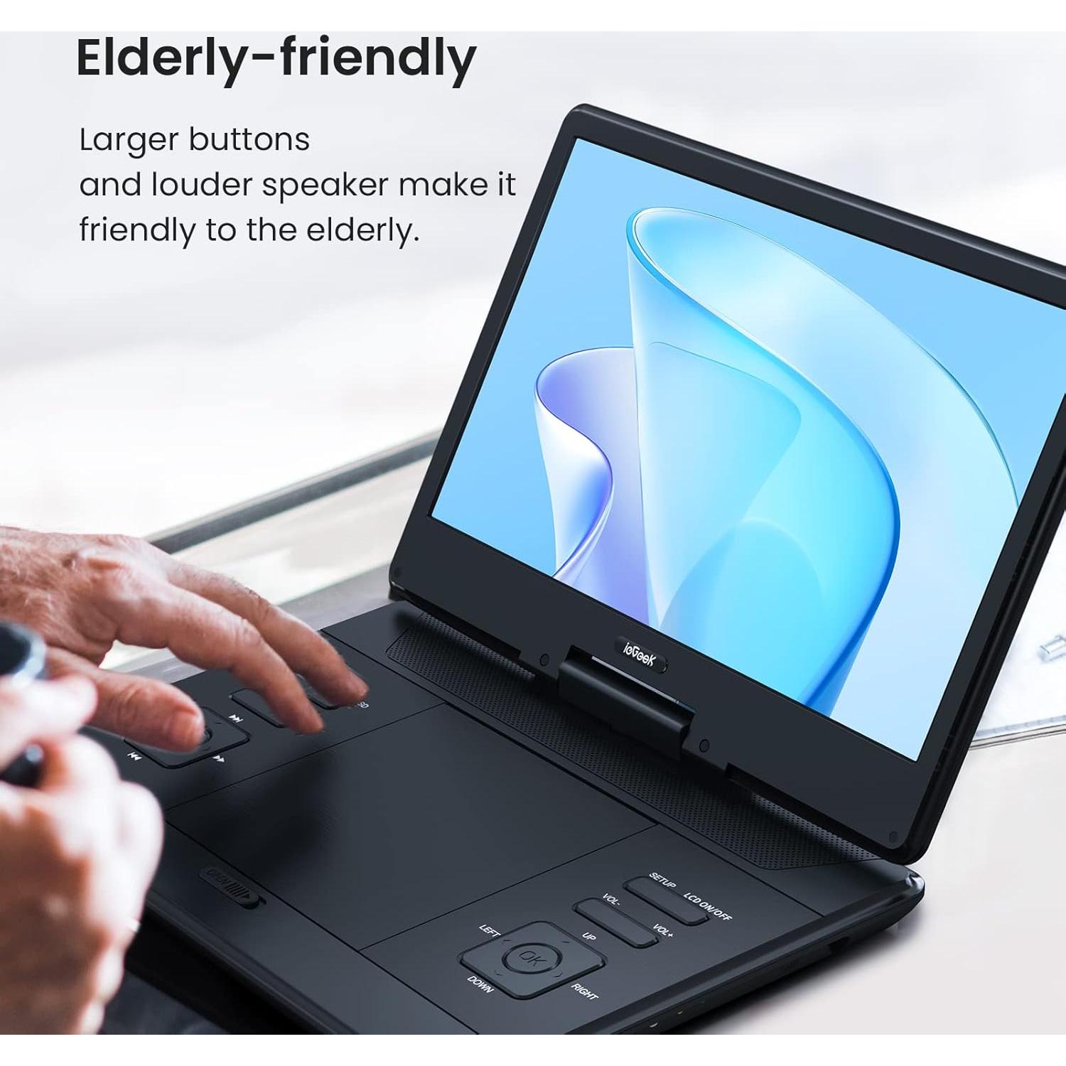 Reproductor de DVD Portátil ieGeek 14.1" HD Batería 6h