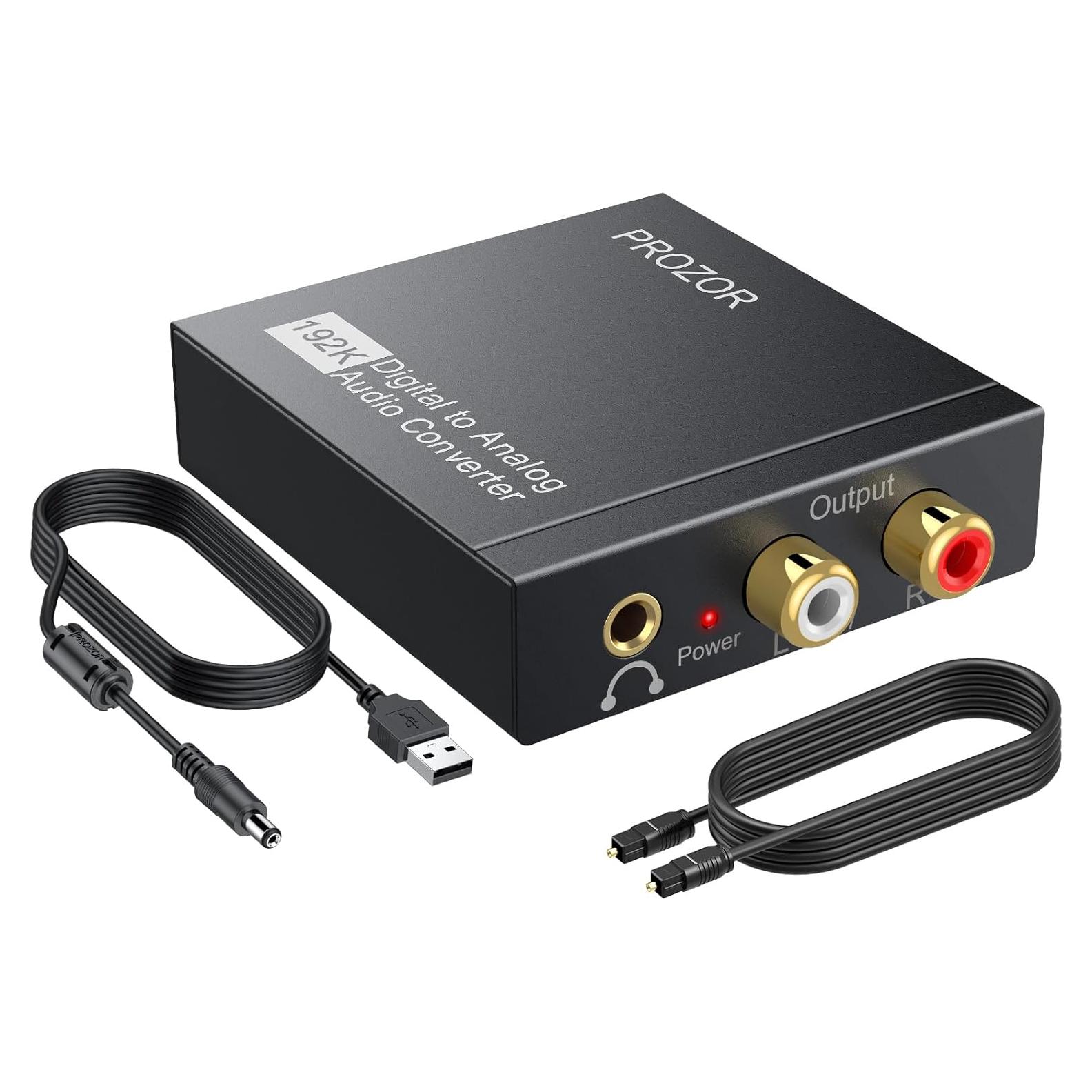 Convertidor de Audio Digital a Analógico PROZOR DAC 192kHz RCA 3.5mm
