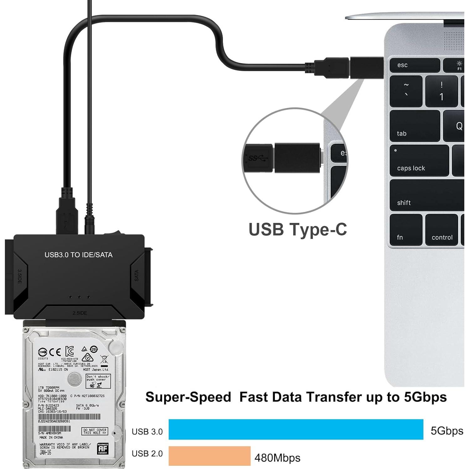 Adaptador USB 3.0 a SATA/IDE YouChen 6TB, Transferencia 5Gbps