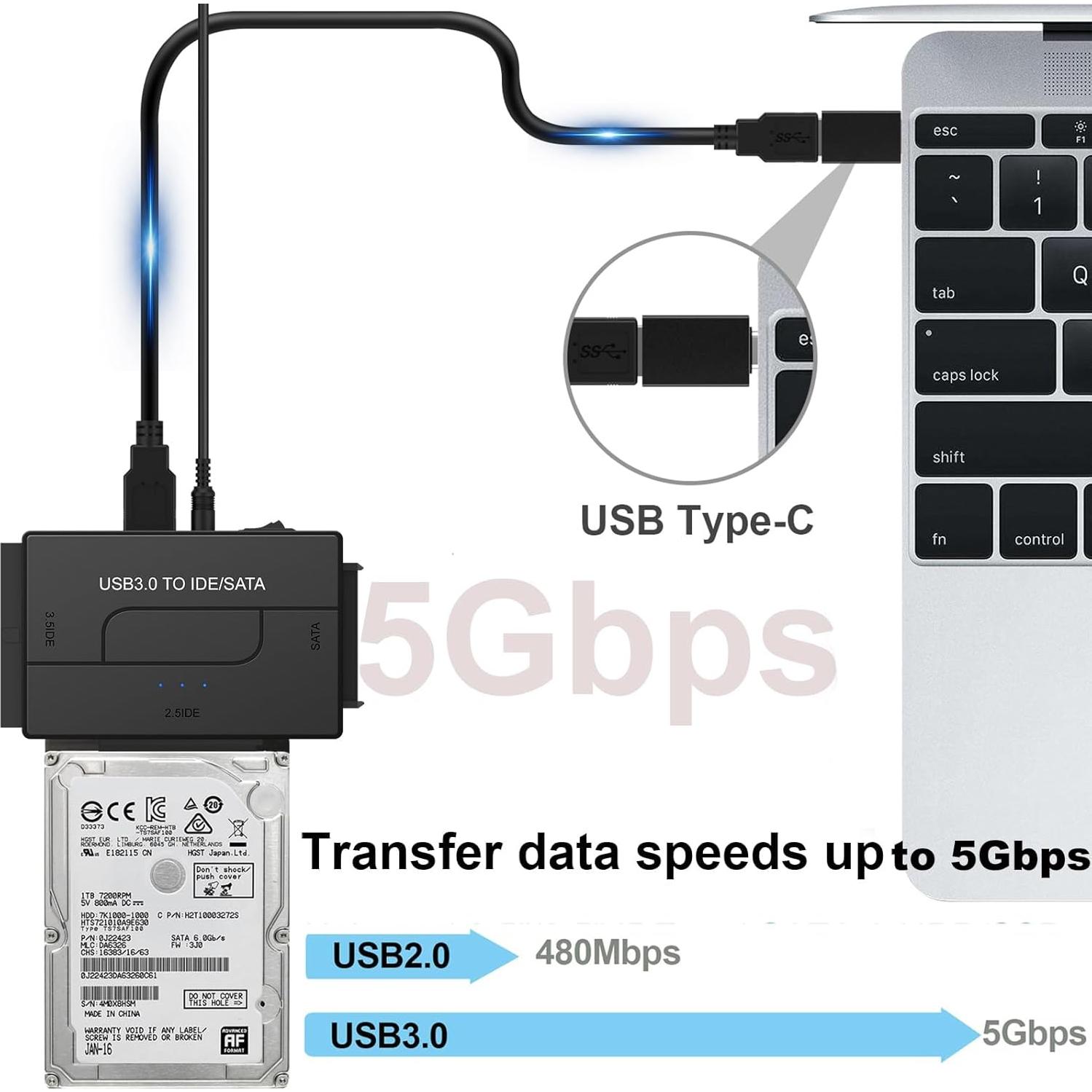Adaptador USB 3.0 a IDE SATA YouChen 6TB para HDD SSD