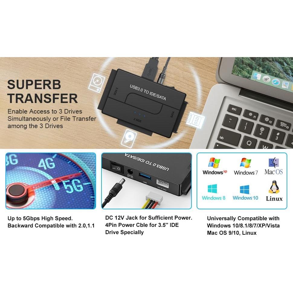 Adaptador USB 3.0 a IDE SATA YouChen 6TB para HDD SSD