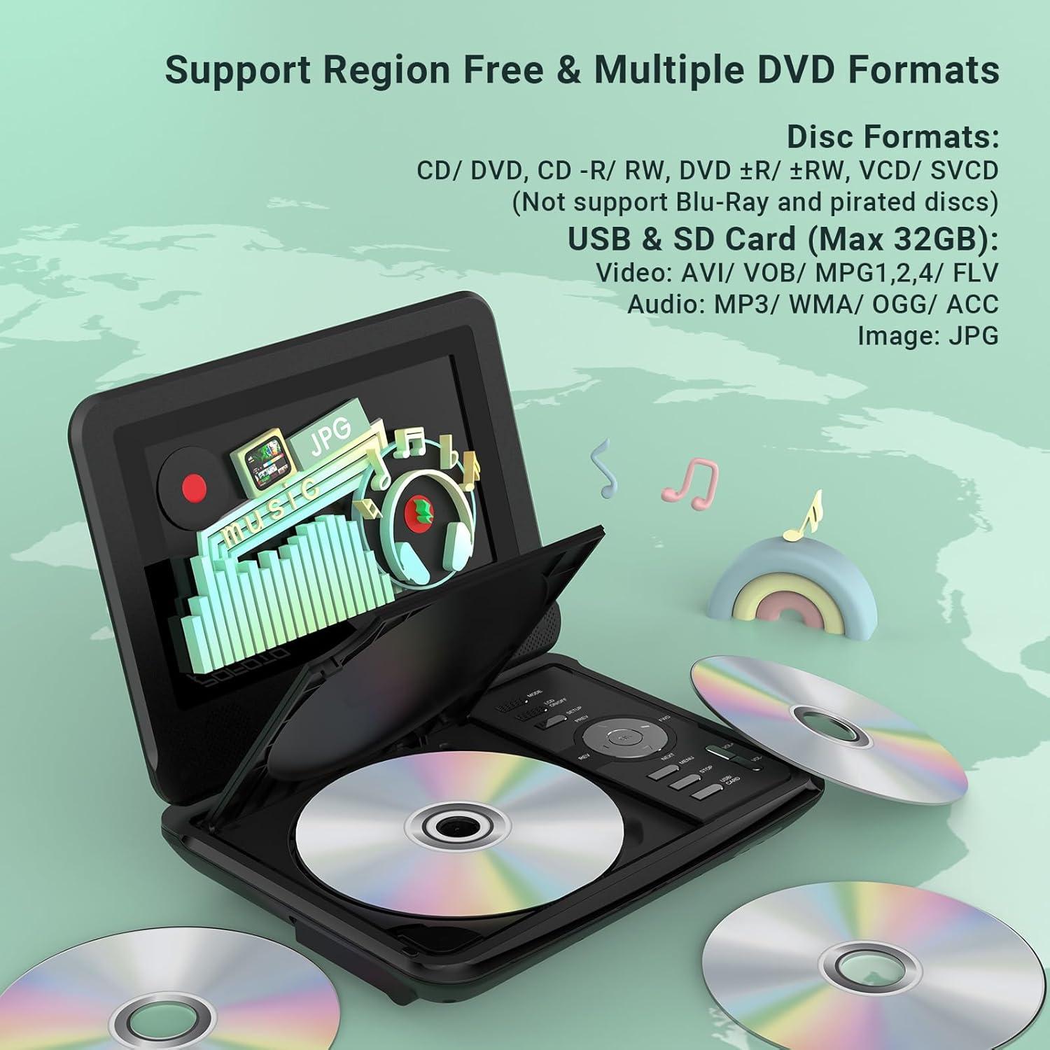 Reproductor de DVD portátil POFOTO 9.5" (24.13 cm) para coche