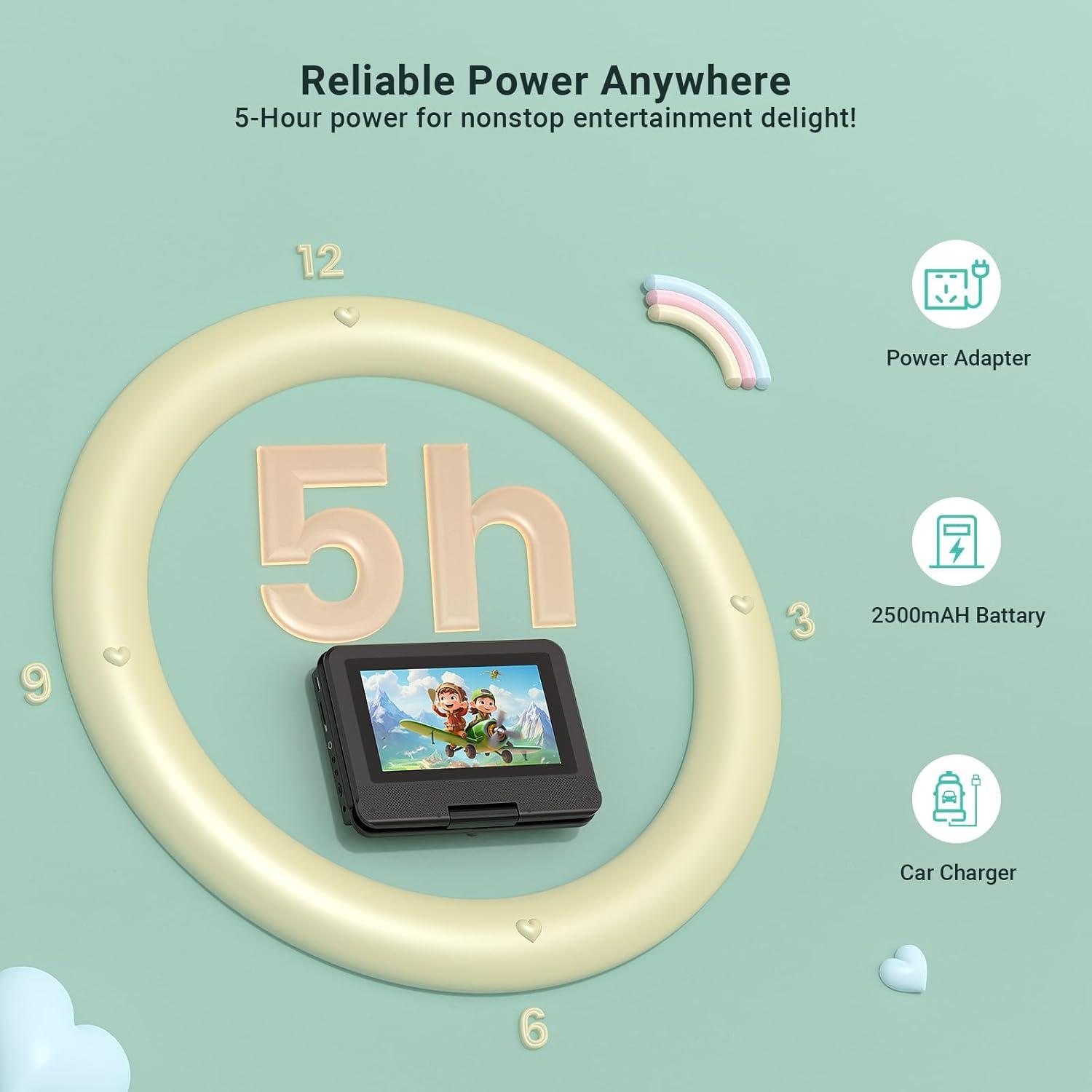 Reproductor de DVD portátil POFOTO 9.5" (24.13 cm) para coche