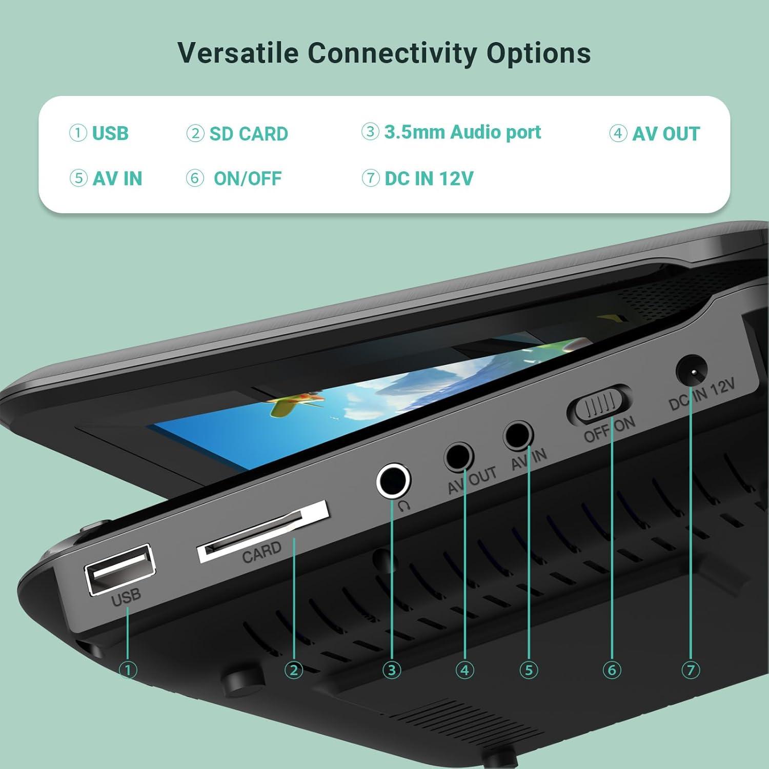 Reproductor de DVD portátil POFOTO 9.5" (24.13 cm) para coche