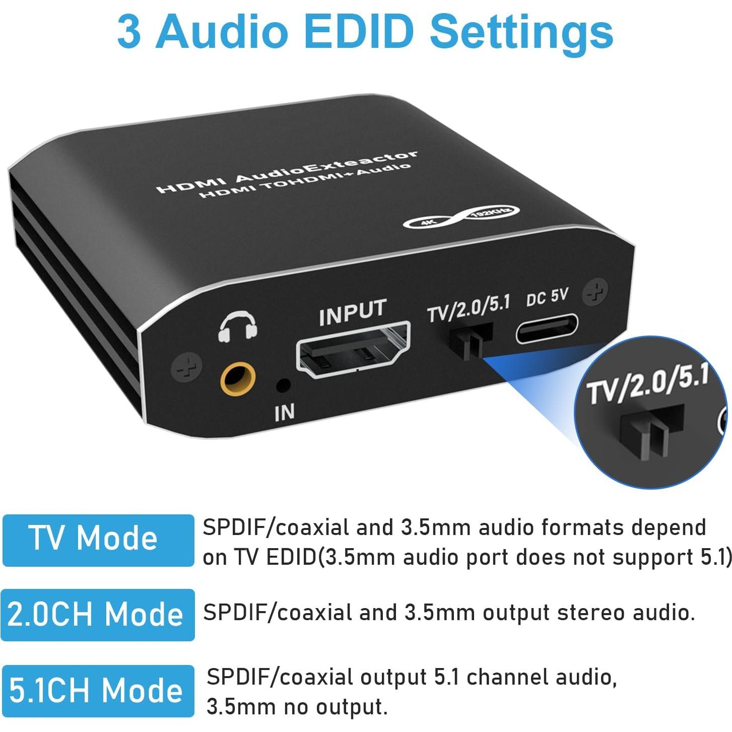 Extractor de Audio HDMI Tendak 4K a Óptico y 3.5mm