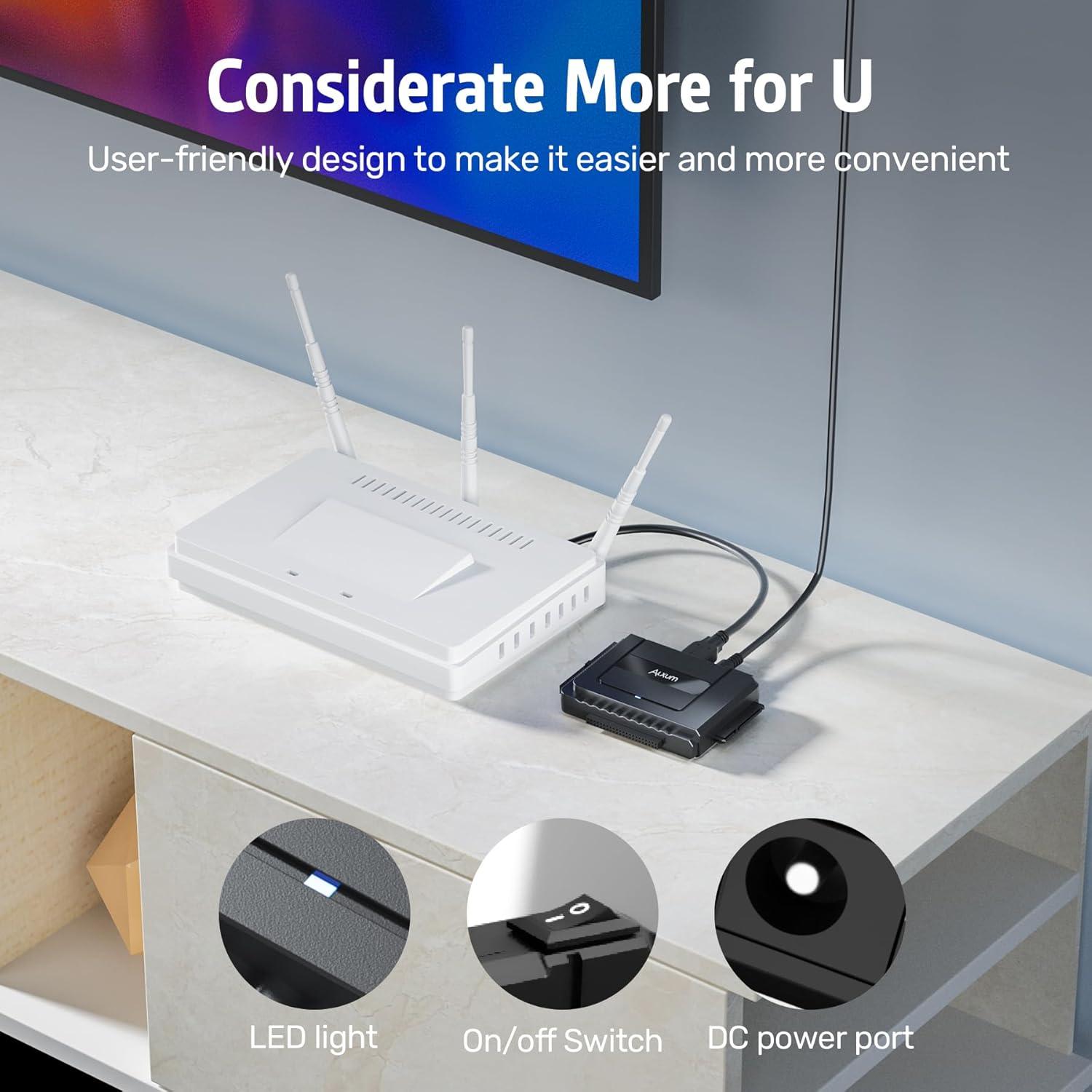 Adaptador SATA a USB 3.0 Alxum para HDD/SSD 2.5"/3.5"