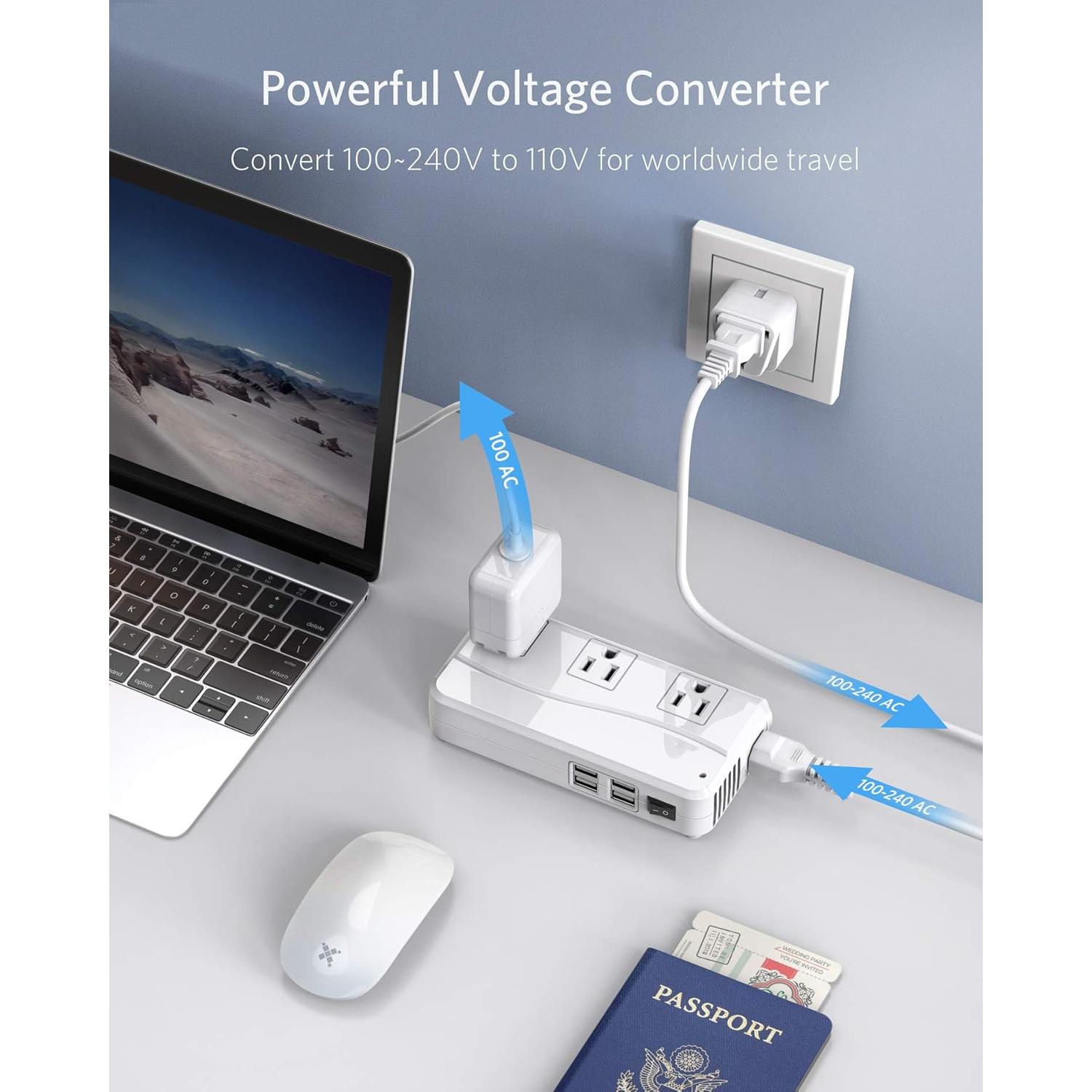 Adaptador de Viaje Universal BESTEK 220V a 110V Carga USB