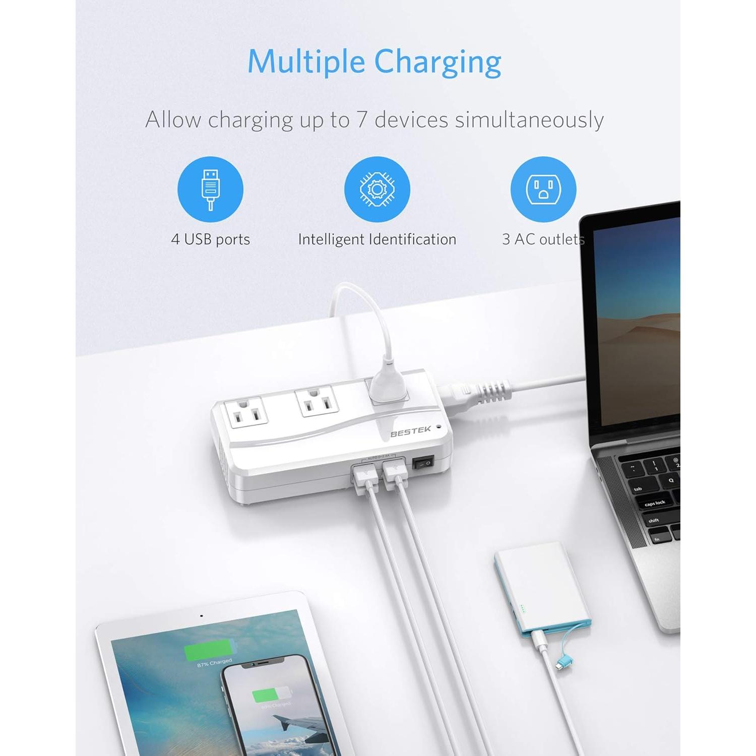 Adaptador de Viaje Universal BESTEK 220V a 110V Carga USB