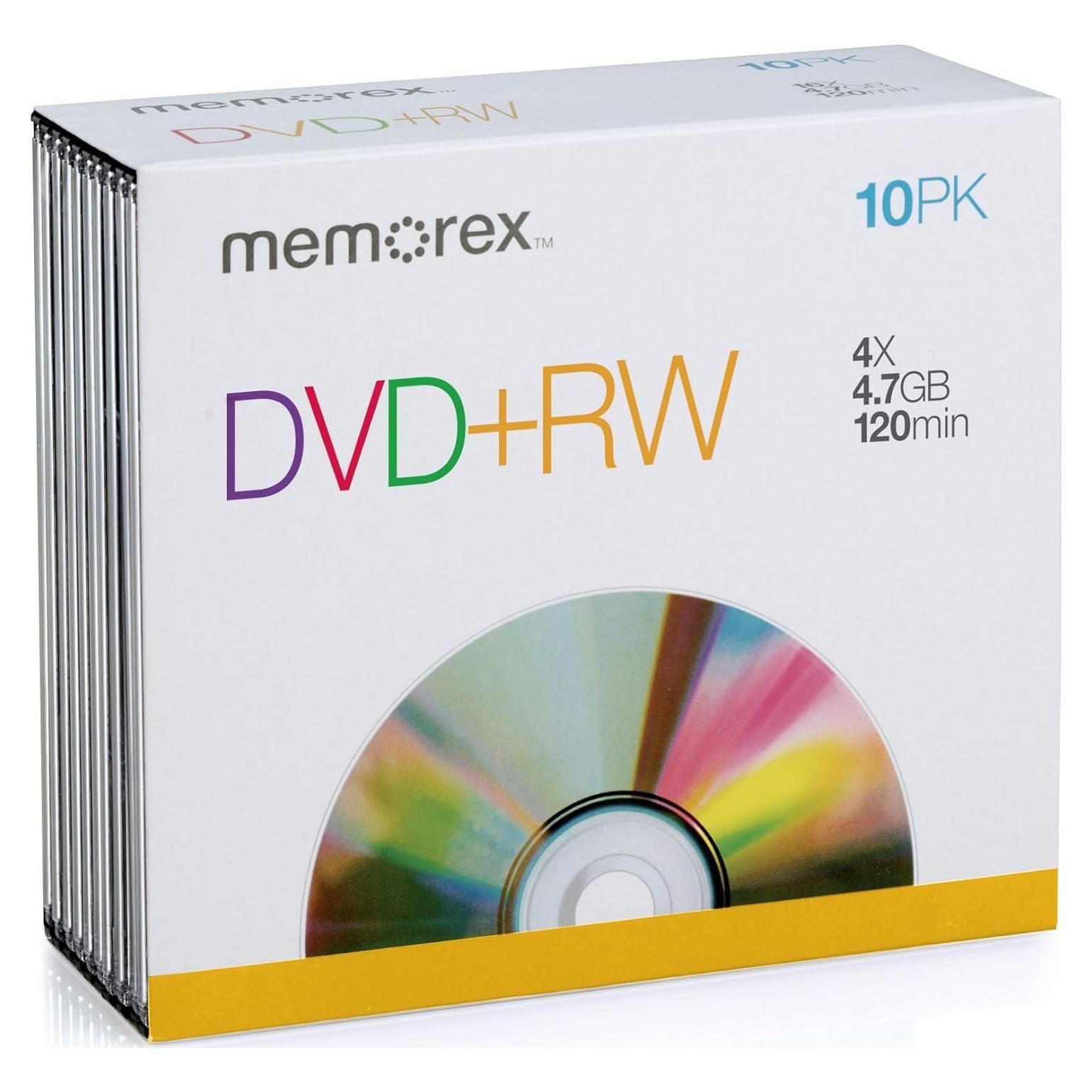Discos DVD-RW Memorex 4.7GB 10 Paquete Regrabables
