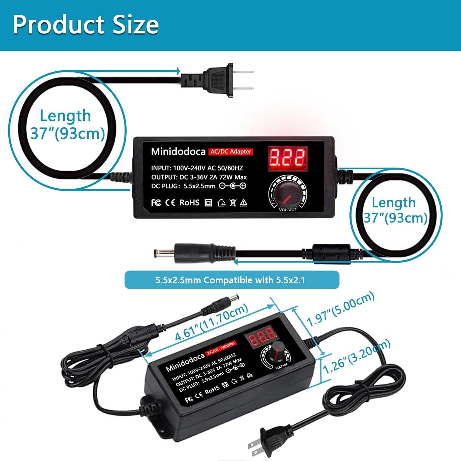 Fuente de Alimentación Universal 72W Minidodoca DC 3V-36V