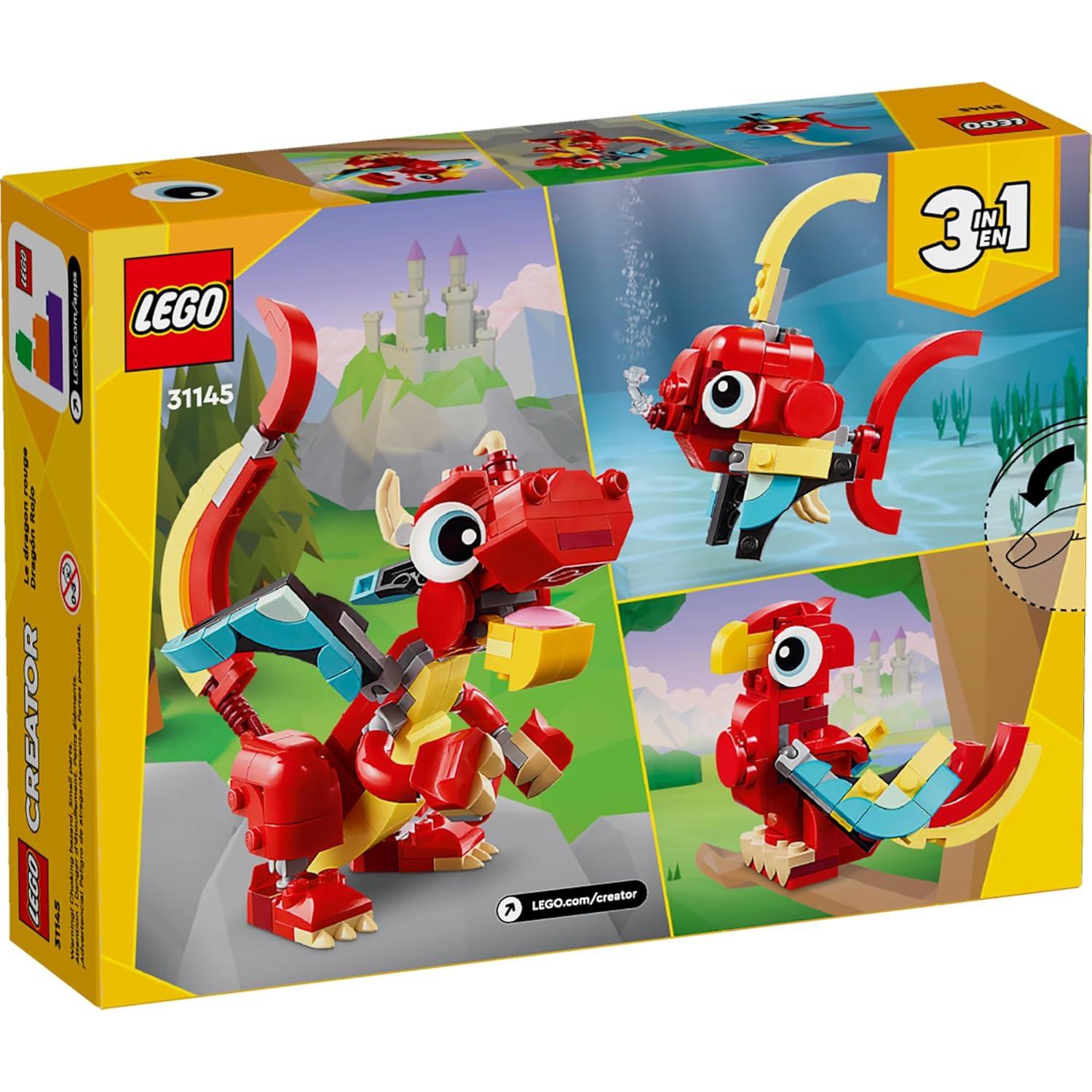 LEGO Creator Dragón Rojo 3 en 1 Juguete para Niños 6+