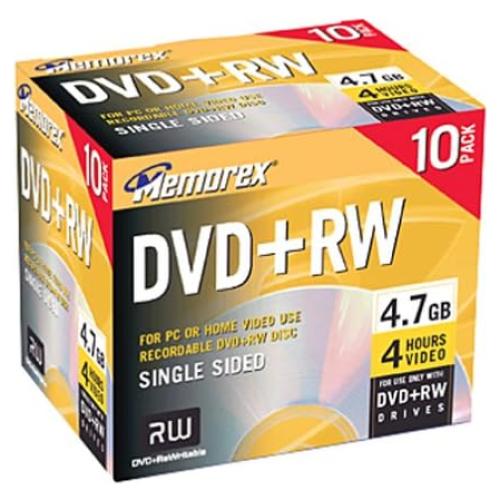 Memorex DVD+RW Regrabable 4.7GB Paquete de 10 Discos