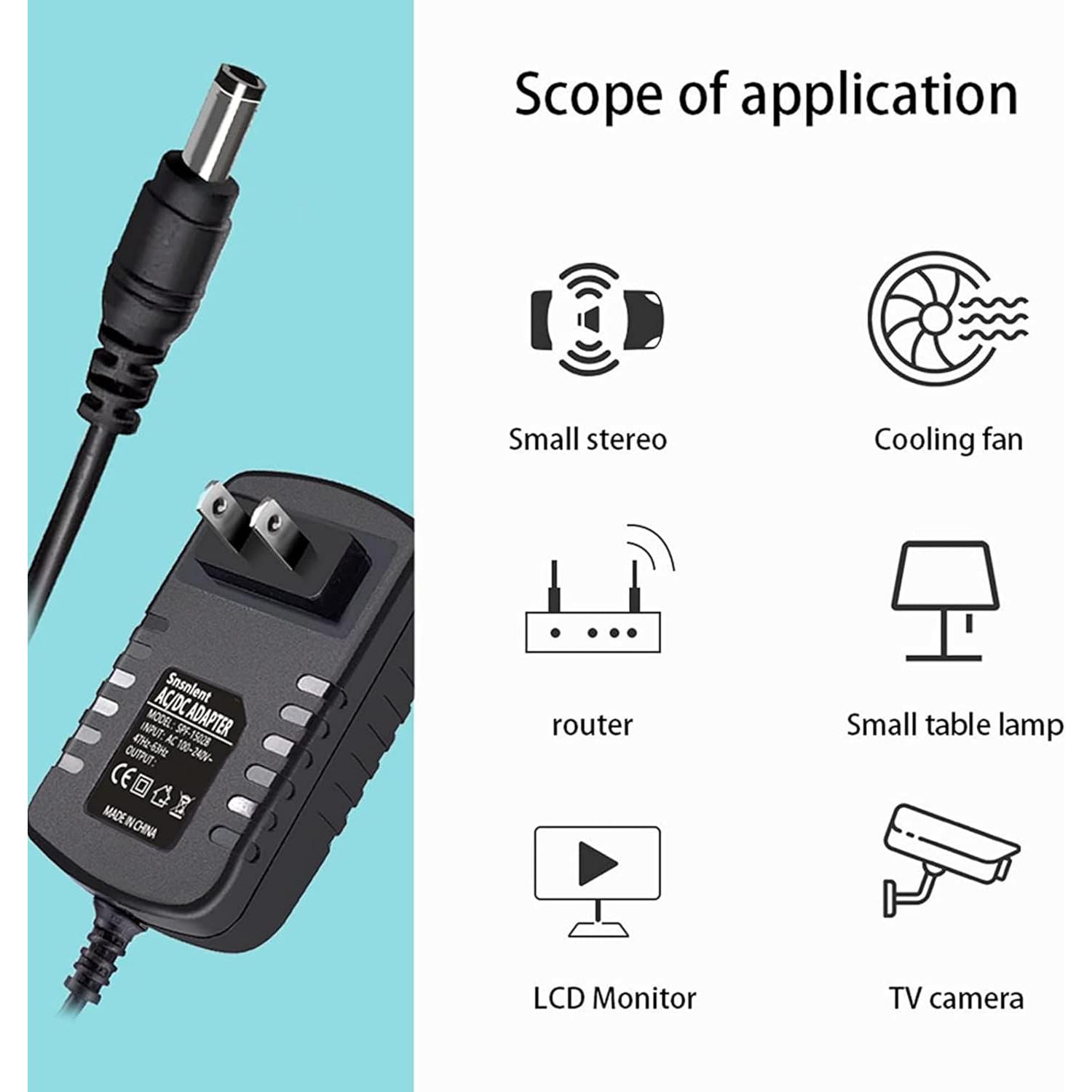 Adaptador de CA 9V 2.2A Dysead para DVD Portátil COBY TFDVD7309