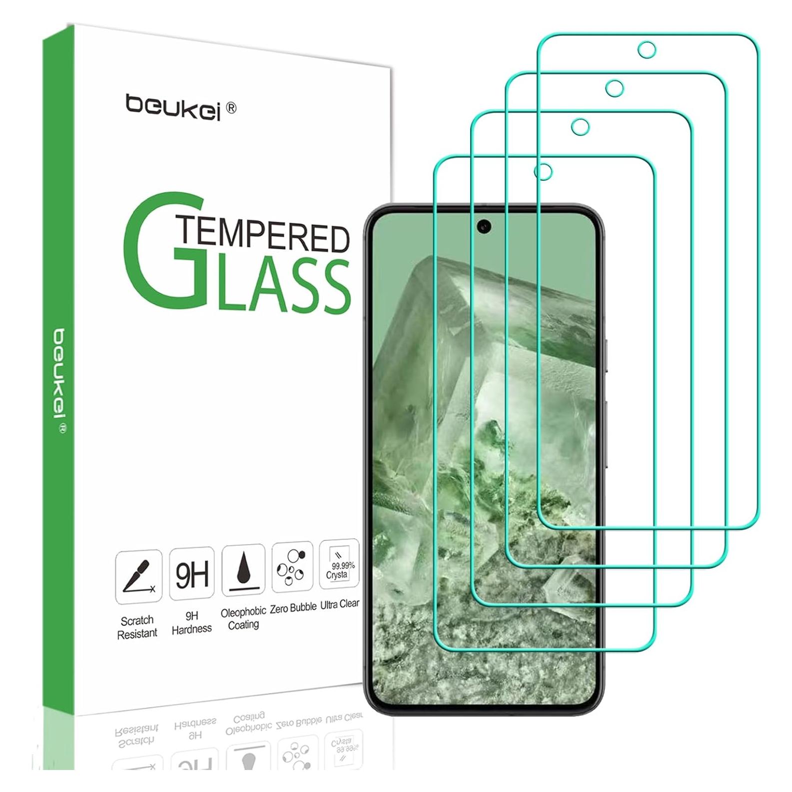 Protector de Pantalla Vidrio Templado Beukei para Google Pixel 8A 5G - 4 Pack
