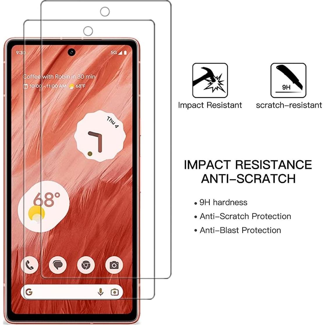 Screen Protector for Google Pixel 7a 2023, [2 Pcs] 9H Hardness Anti-Scratch Bubble Free Case Friendly Tempered Glass Protective Film for Pixel 7a 2023