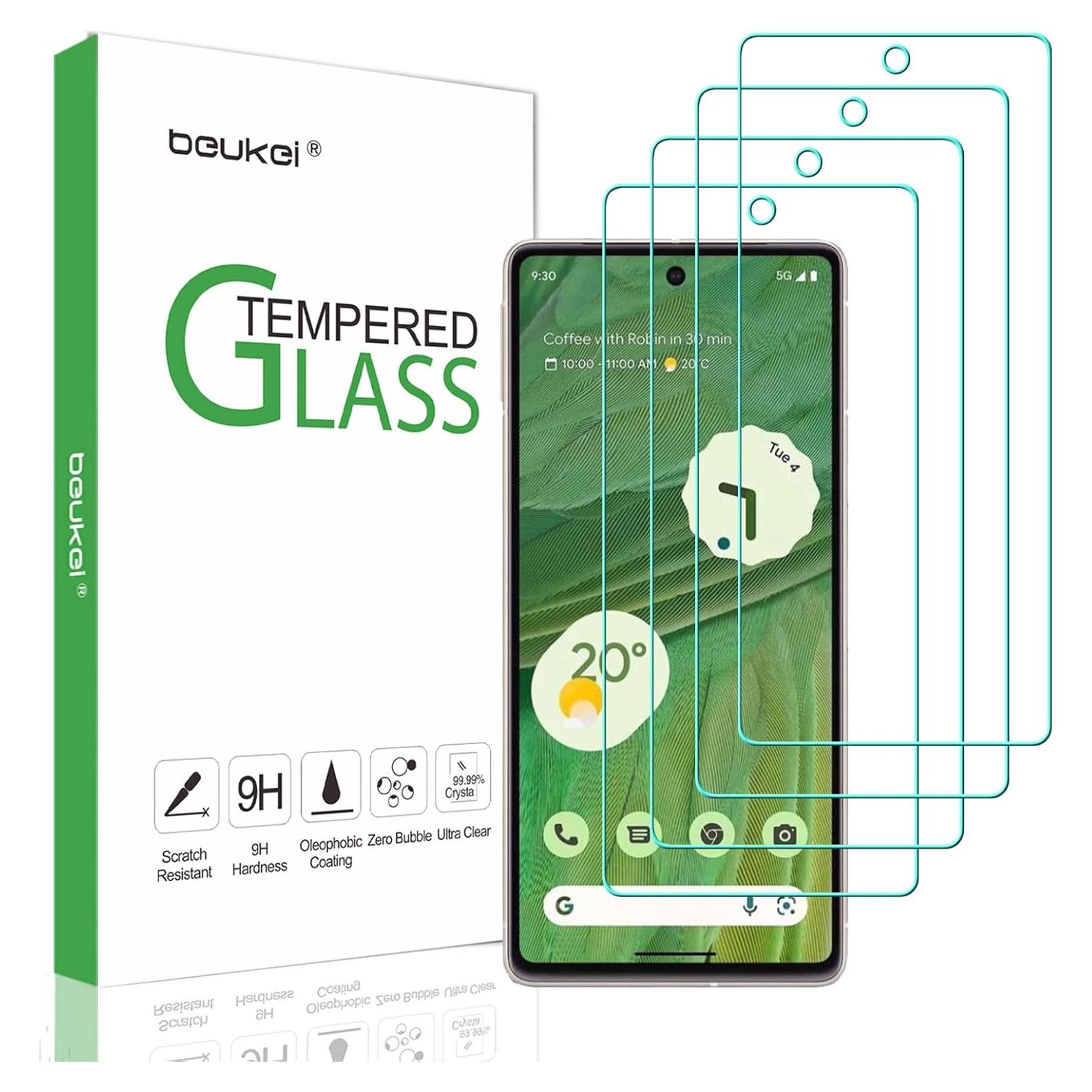Protector de Pantalla Vidrio Templado Beukei para Google Pixel 7 - 4 Unidades
