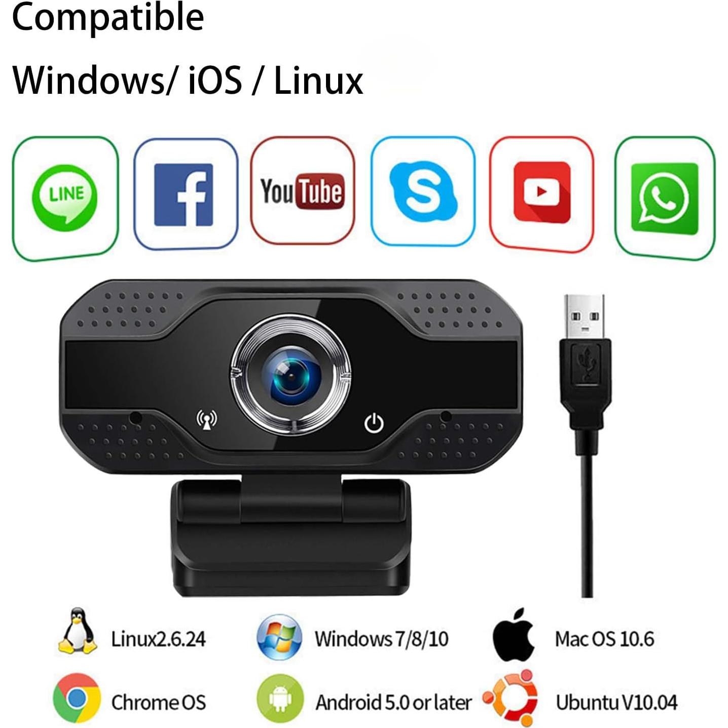 Cámara Web 2K QHD Jinpei con Micrófono y Tapa de Privacidad