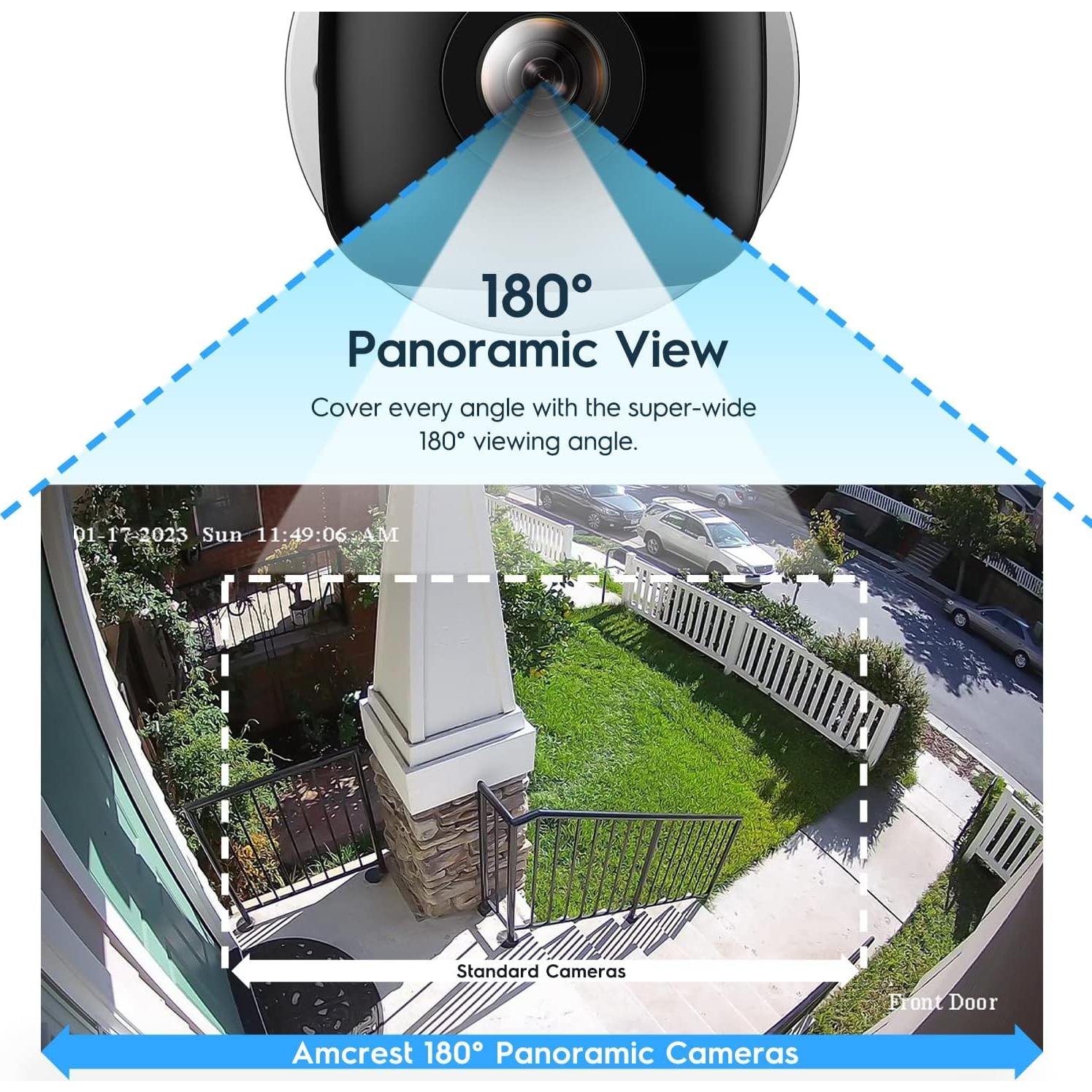 Cámara IP PoE Amcrest 4MP 180° Panorámica Blanca
