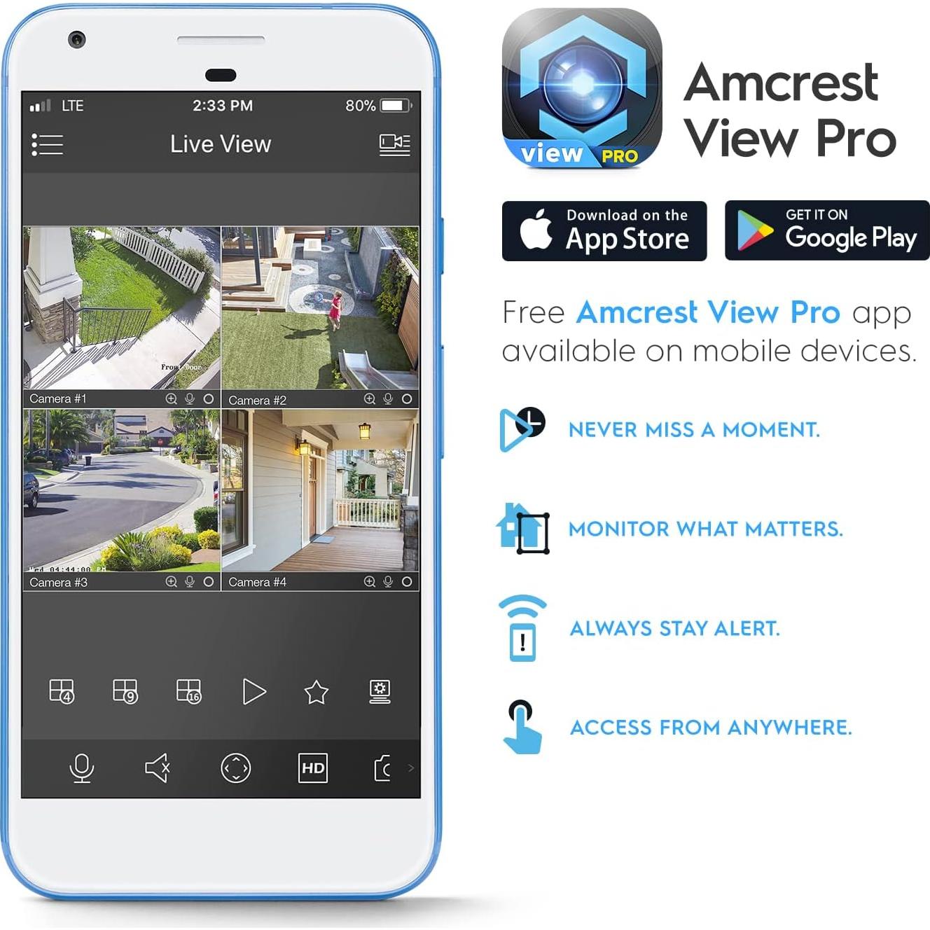 Cámara IP PoE Amcrest 4MP 180° Panorámica Blanca