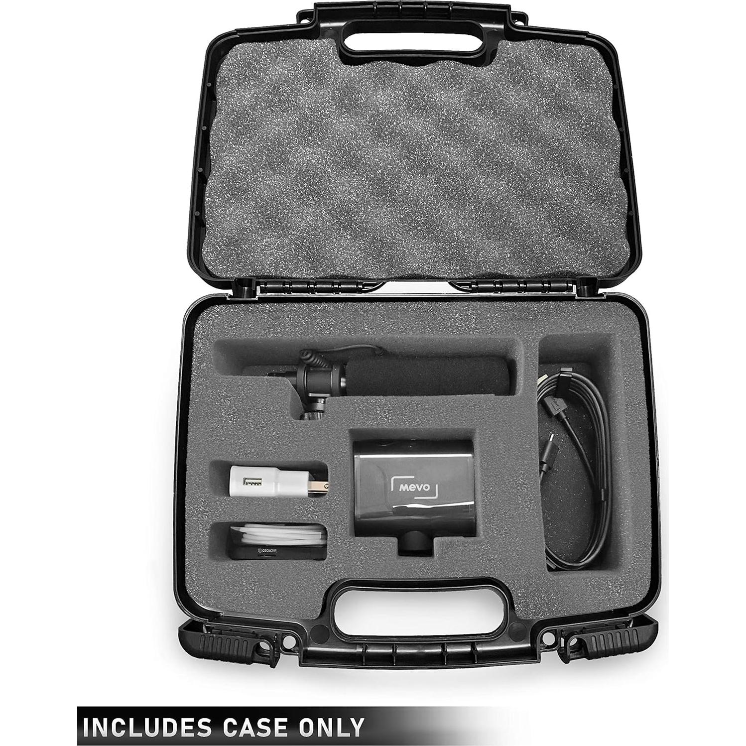 Casematix Hard Shell Camera Case Compatible with Mevo Start Live Streaming Camera, Shotgun Mic and Accessories in Custom Foam, Includes Carrying Case Only