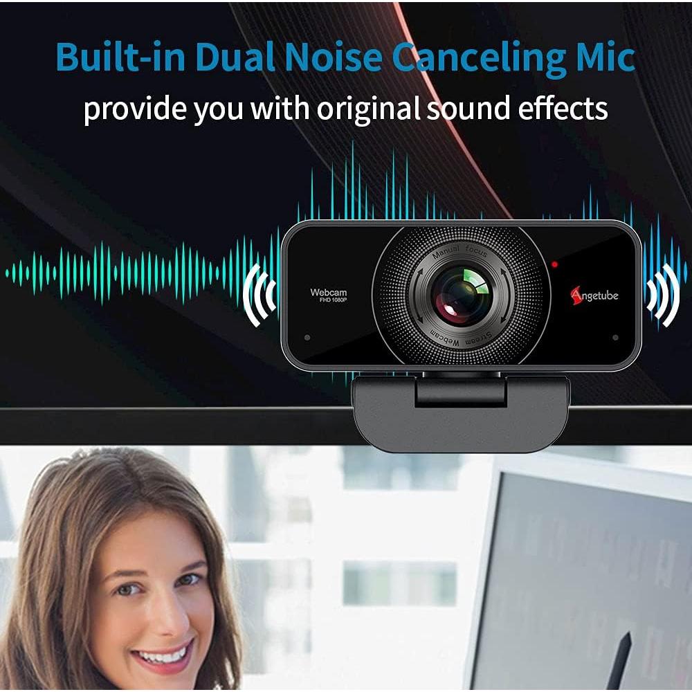 Cámara Web Angetube 1080P con Micrófono USB para PC y Mac