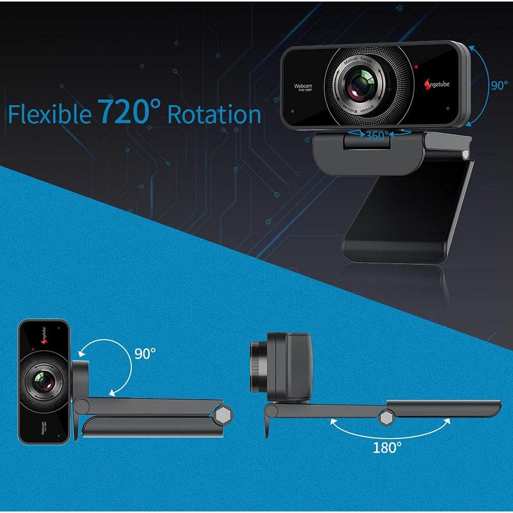 Cámara Web Angetube 1080P con Micrófono USB para PC y Mac