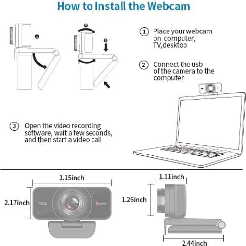 Cámara Web Angetube 1080P con Micrófono USB para PC y Mac