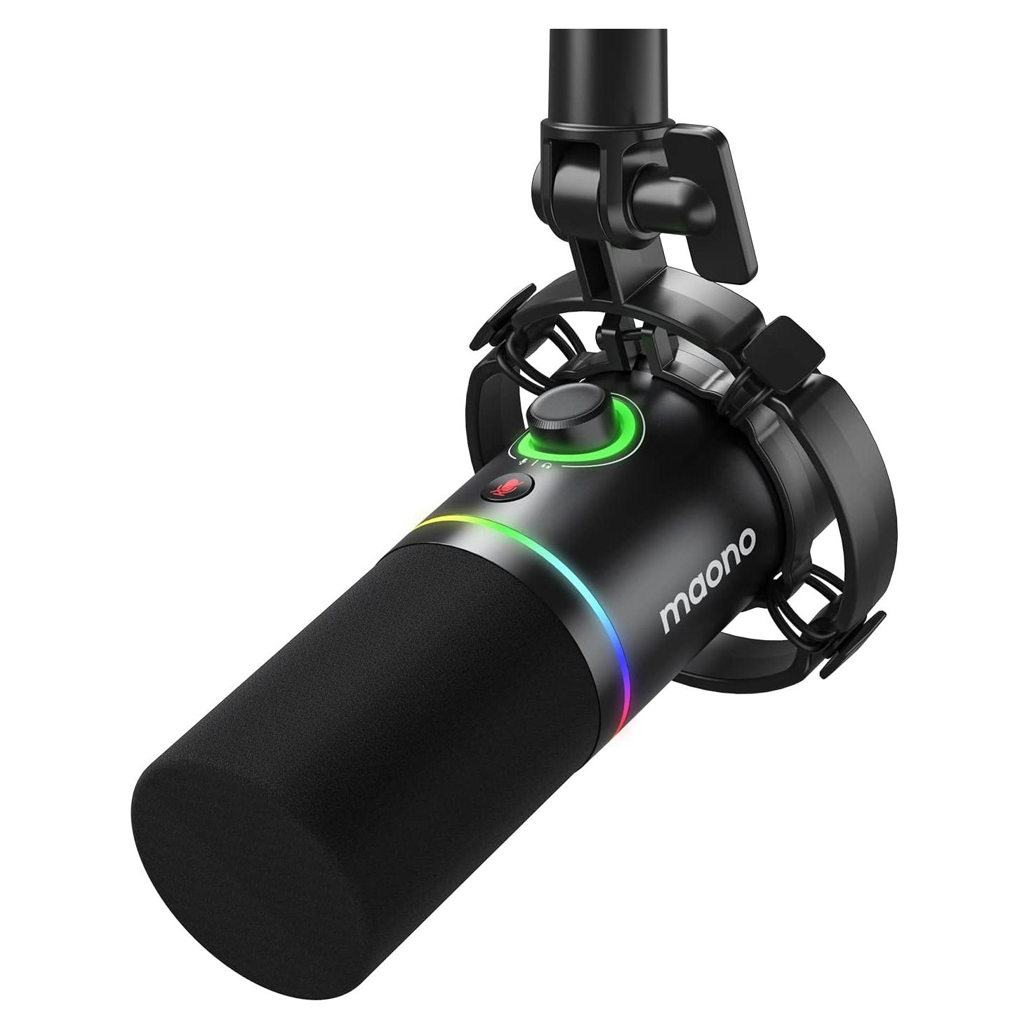 Micrófono Dinámico MAONO PD200X USB/XLR con RGB y Control