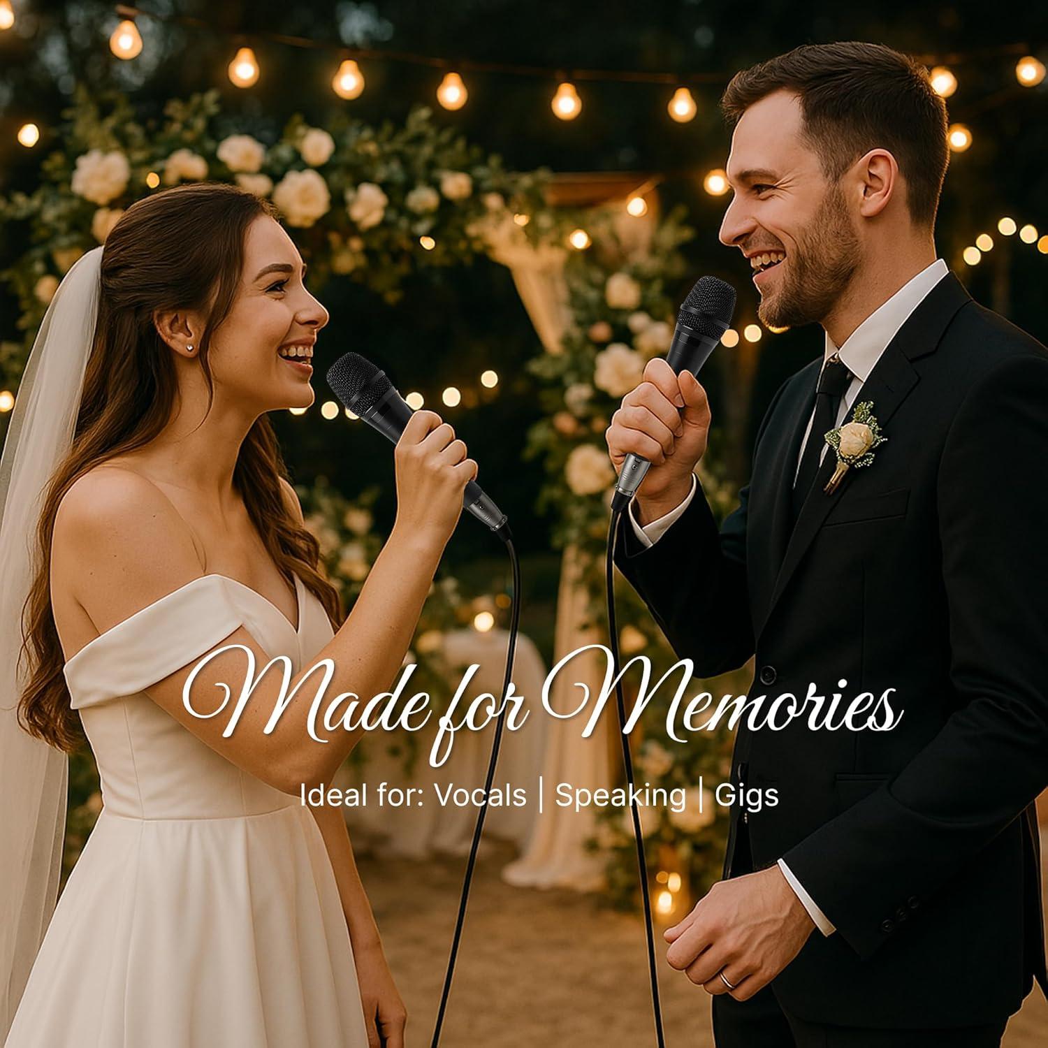 Paquete de 2 Micrófonos Dinámicos Bowens BOW9002XLR con Cables