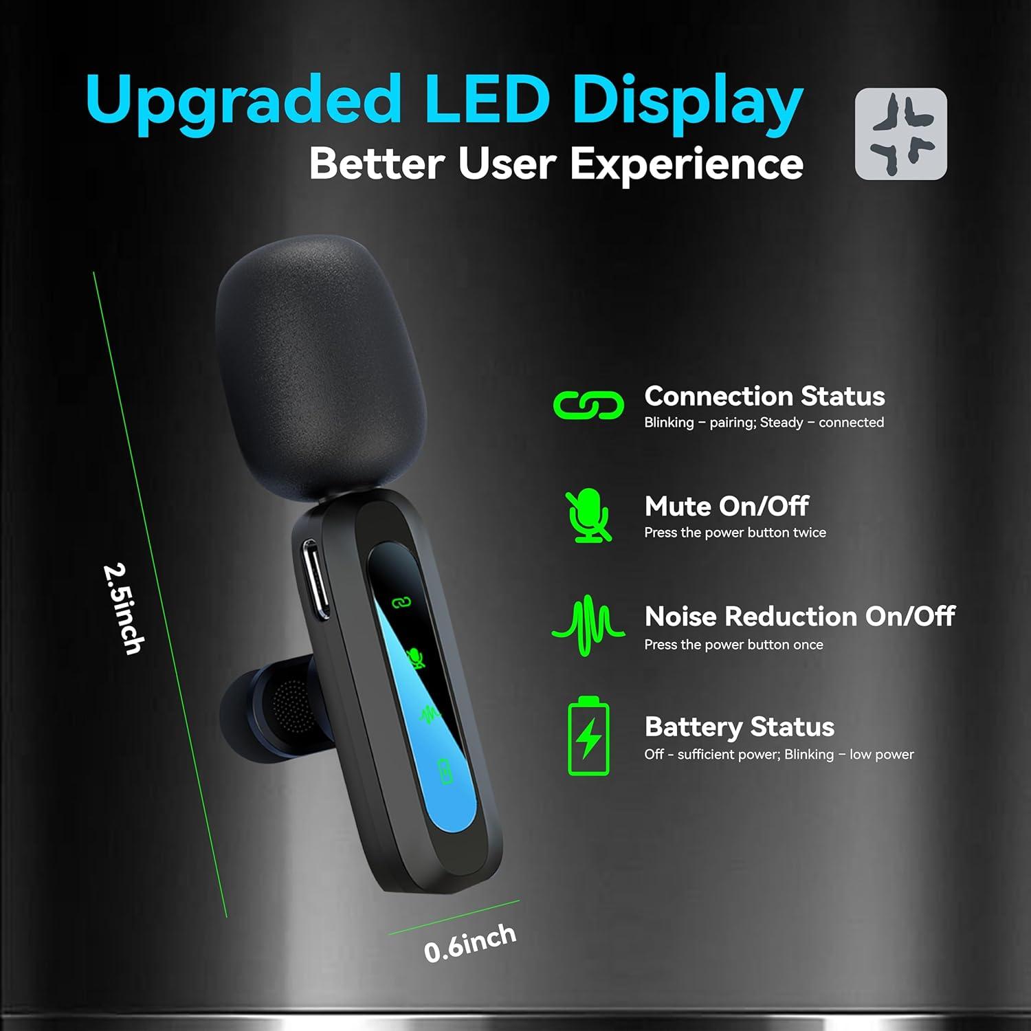 Paquete de 2 Micrófonos Lavalier Inalámbricos XBT para iPhone y Android