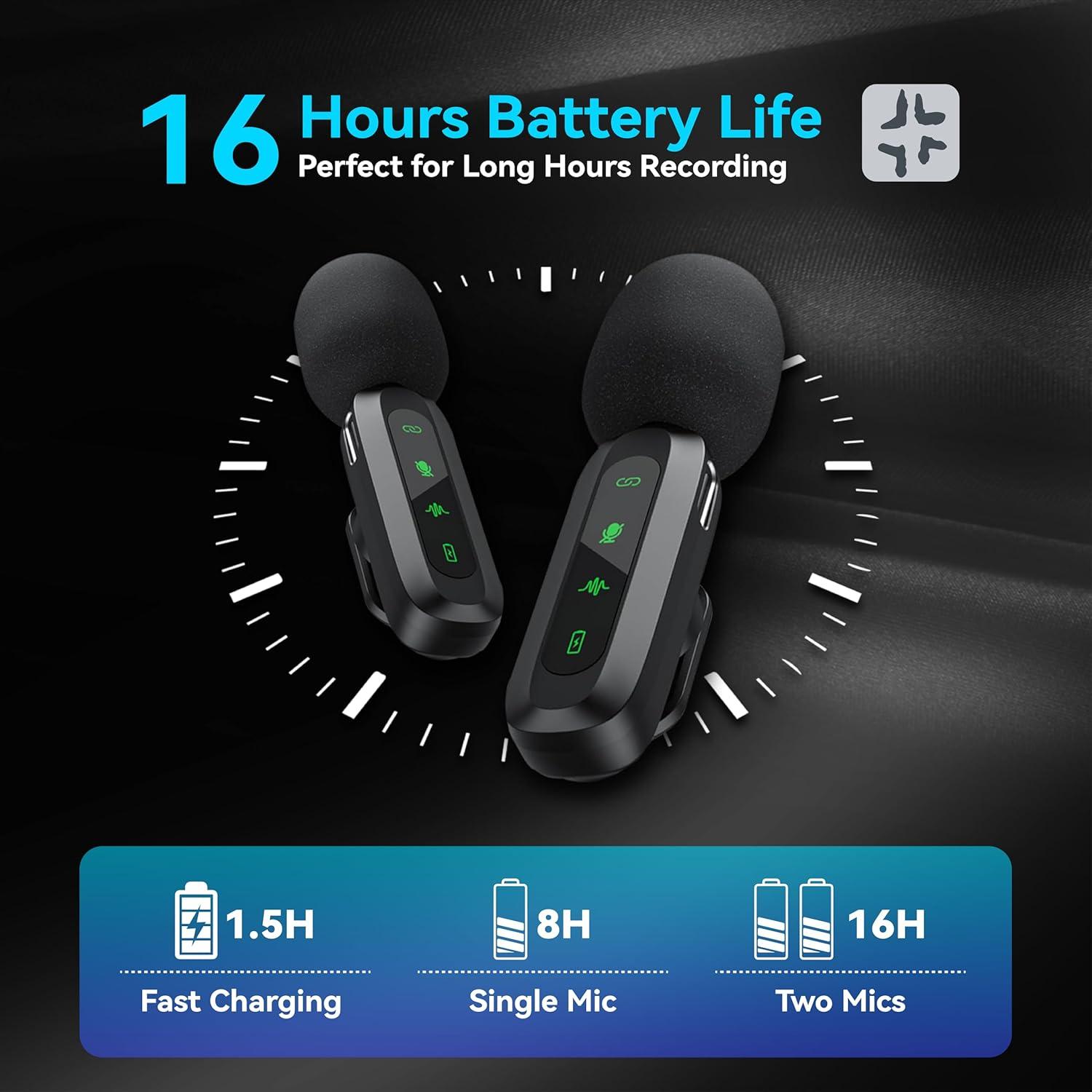 Paquete de 2 Micrófonos Lavalier Inalámbricos XBT para iPhone y Android