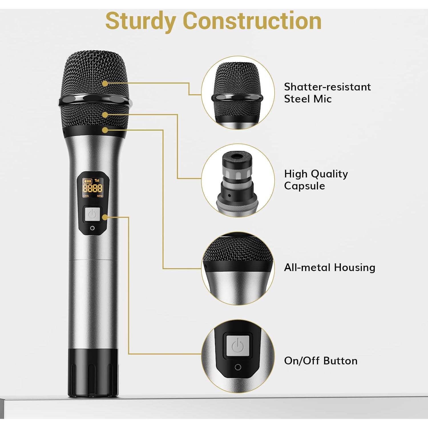 Micrófono Inalámbrico TONOR TW-820, Doble UHF Profesional 60m