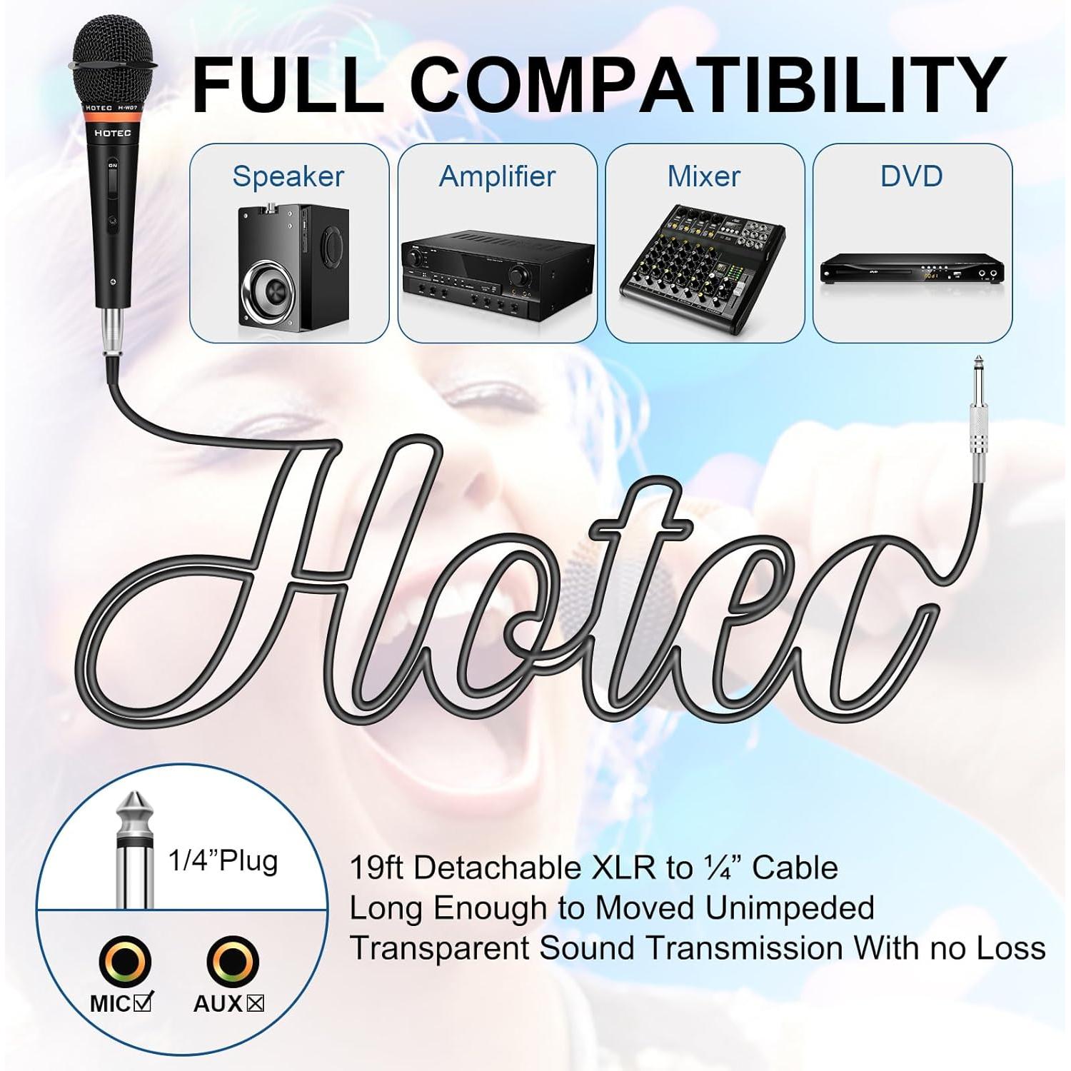 Micrófono Dinámico de Mano HOTEC H-W07 con Cable 5.79m