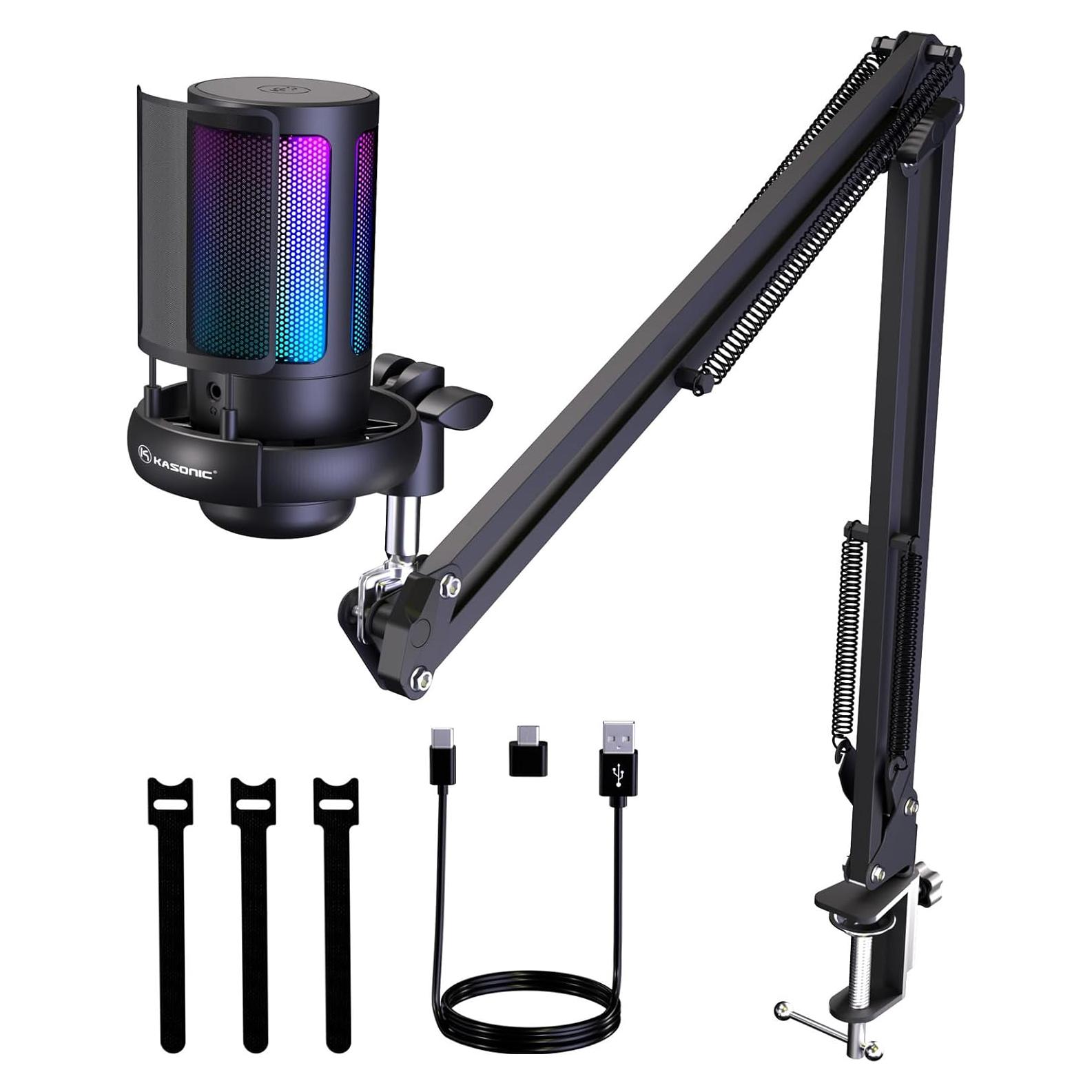 Micrófono USB K Kasonic ME6S para Gaming y Streaming con Brazo