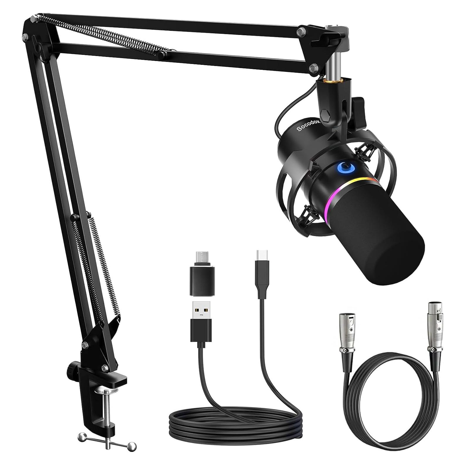 Micrófono Dinámico USB/XLR Socodox WM8 con Brazo Articulado