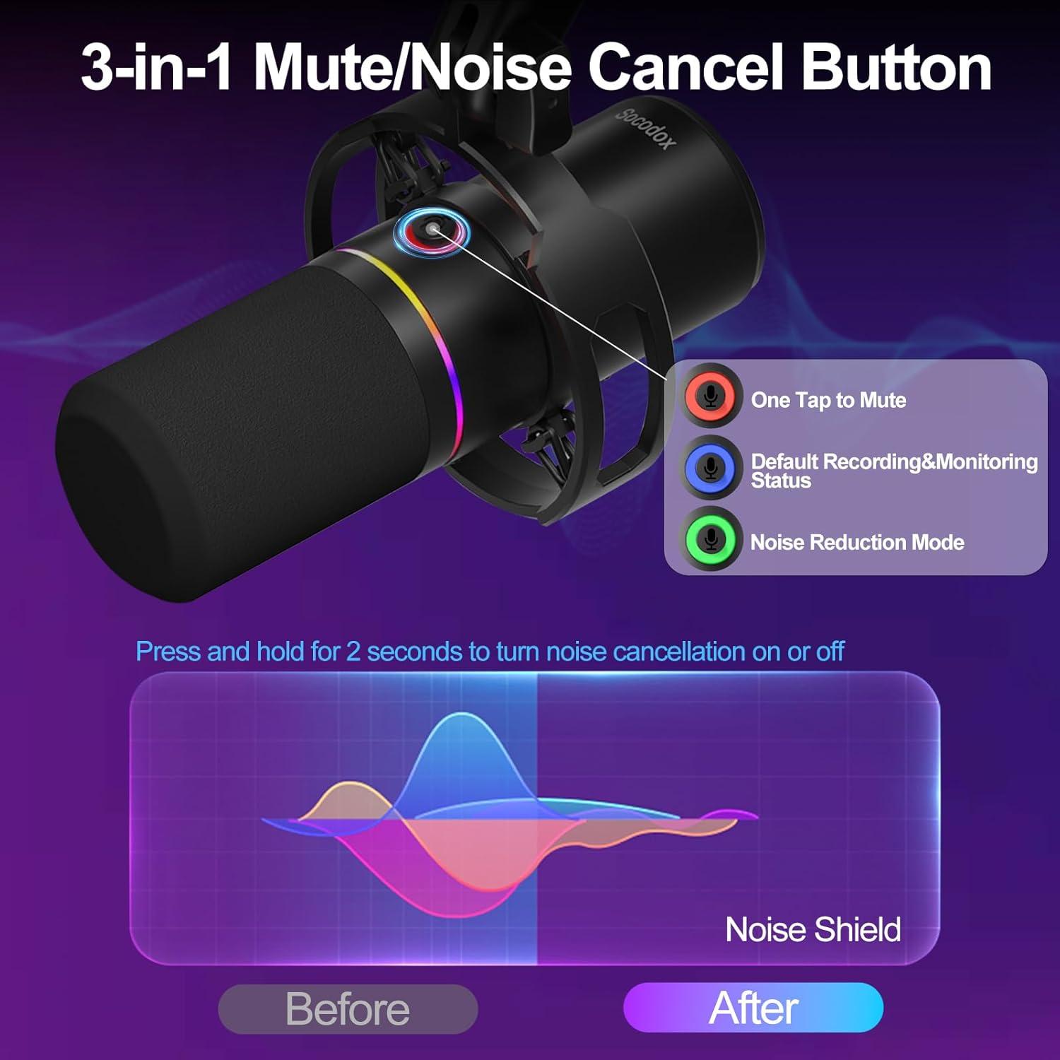 Micrófono Dinámico USB/XLR Socodox WM8 con Brazo Articulado