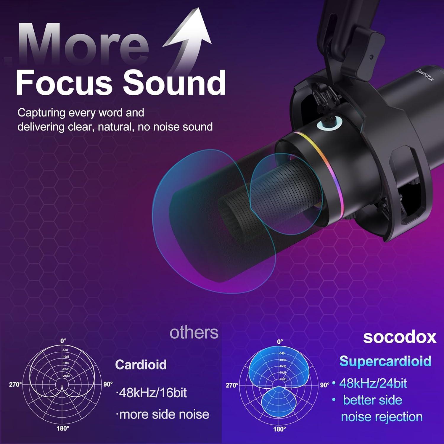 Micrófono Dinámico USB/XLR Socodox WM8 con Brazo Articulado