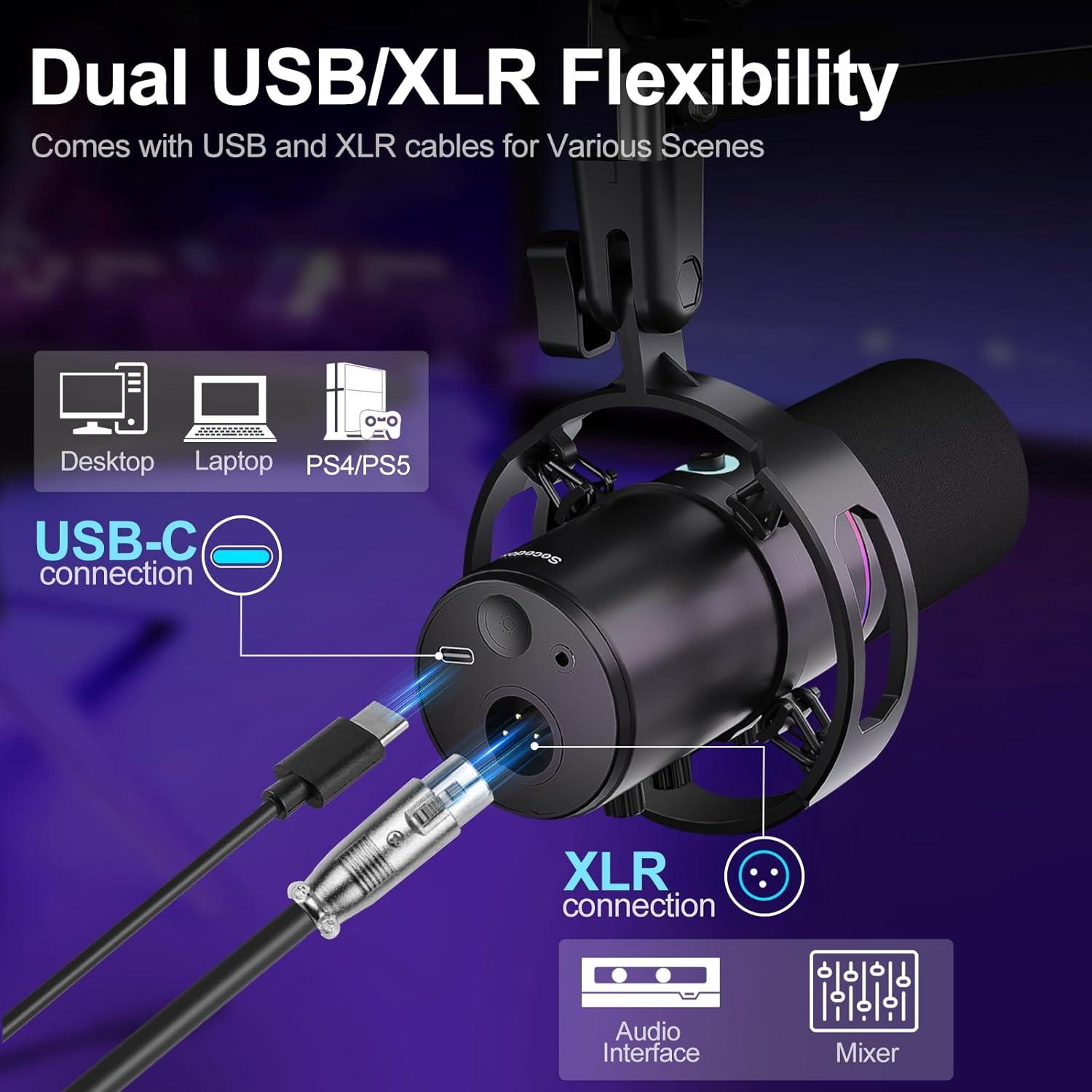Micrófono Dinámico USB/XLR Socodox WM8 con Brazo Articulado