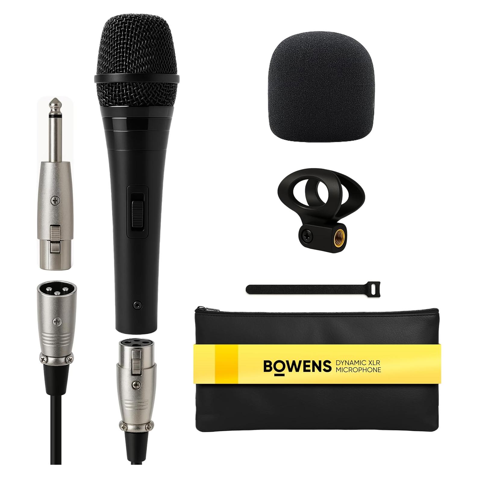 Dynamic Mic XLR – Wired Karaoke Microphone with 15ft Cable, Handheld Vocal Microphone for Singing, Dj, Podcasting, and PA Systems, Complete 7 Piece Microfono Kit