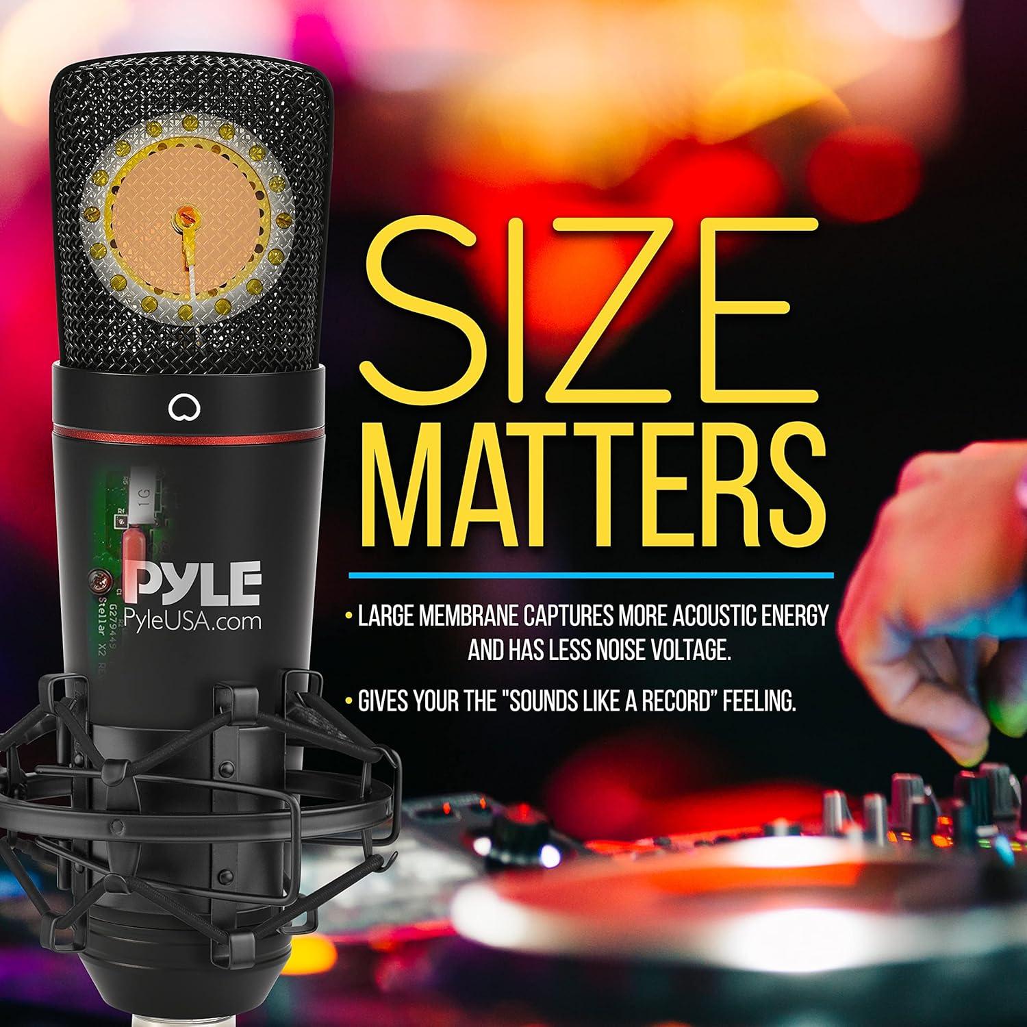 Micrófono de Estudio XLR Pyle con Soporte y Filtro Antipop