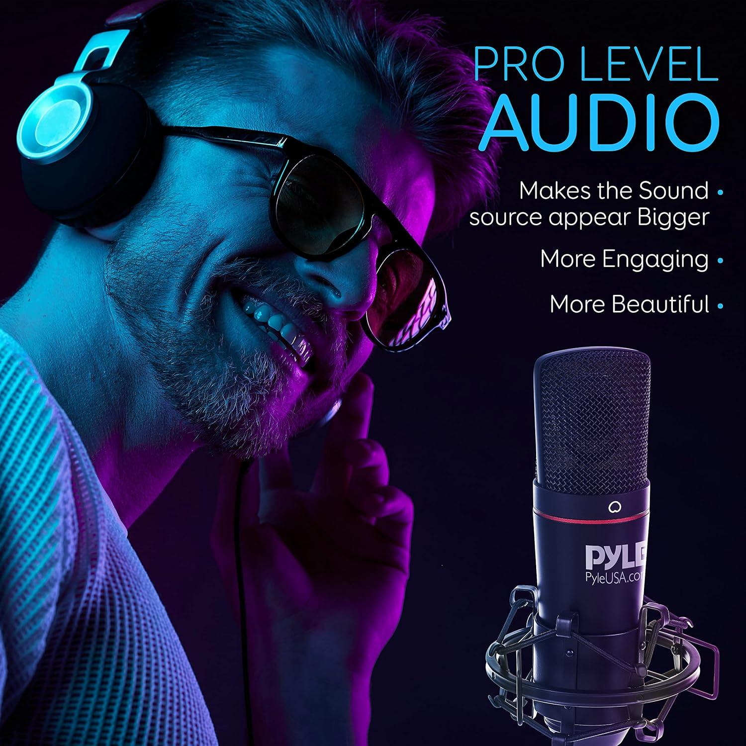 Micrófono de Estudio XLR Pyle con Soporte y Filtro Antipop