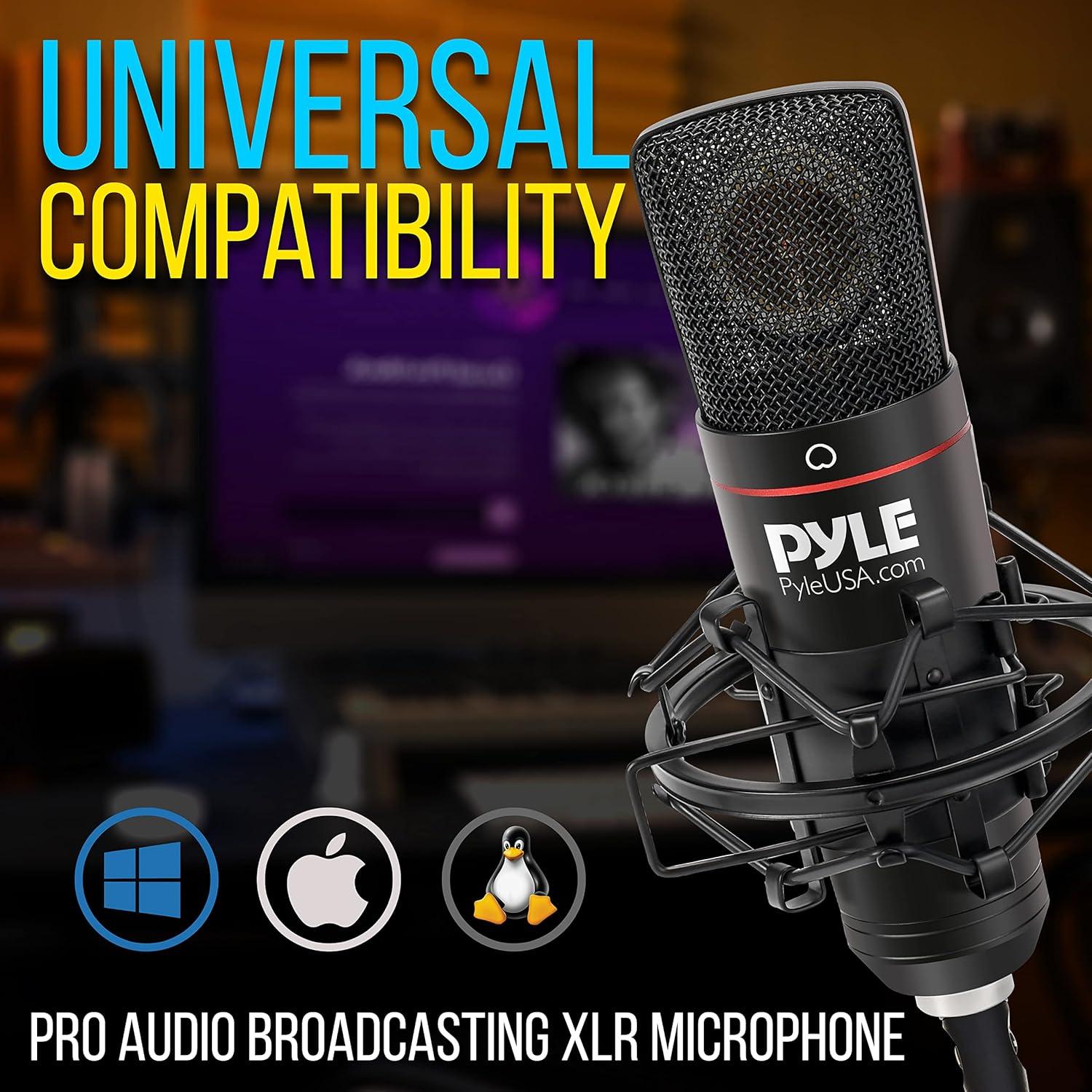 Micrófono de Estudio XLR Pyle con Soporte y Filtro Antipop