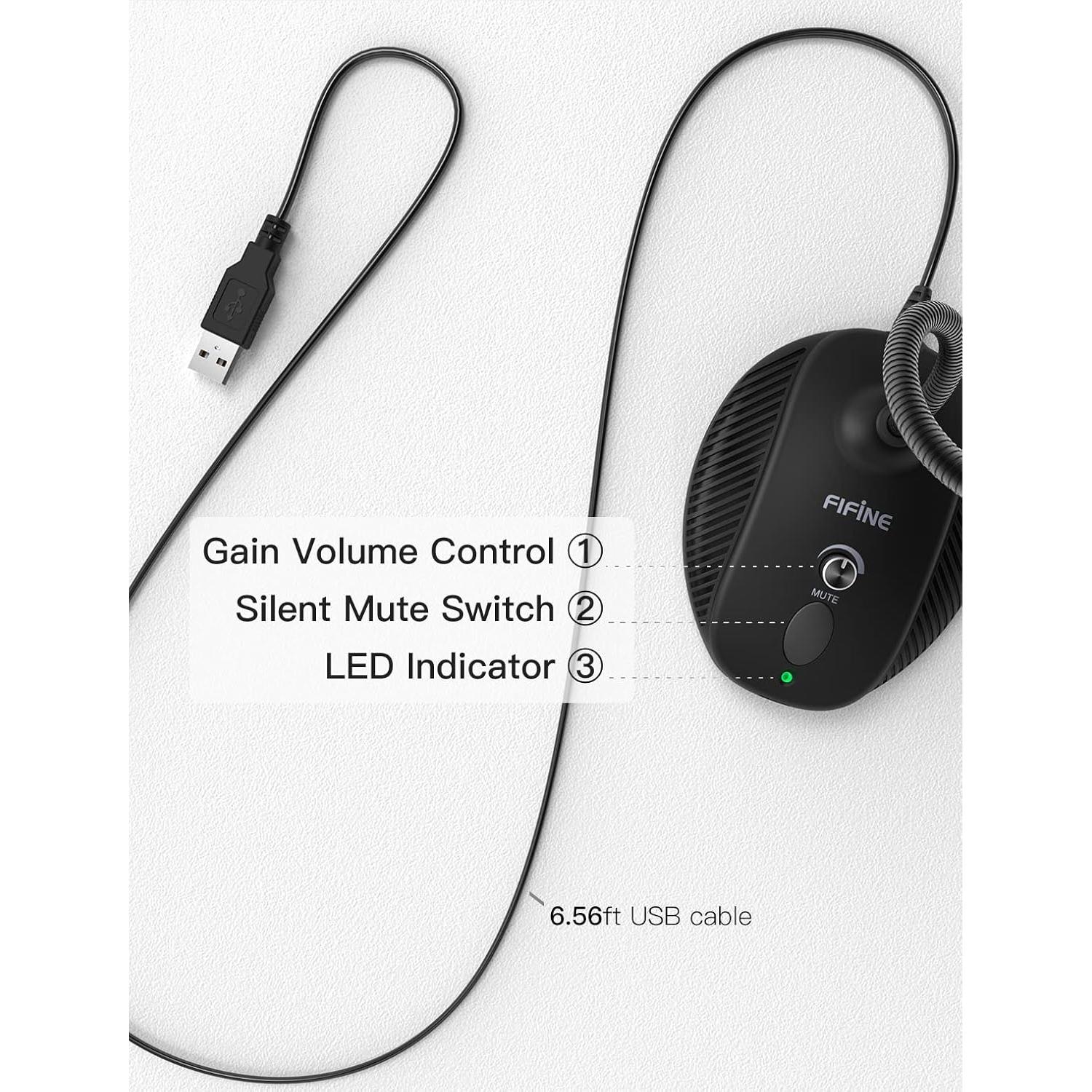 Micrófono USB de Condensador FIFINE K054 para PC y Laptop