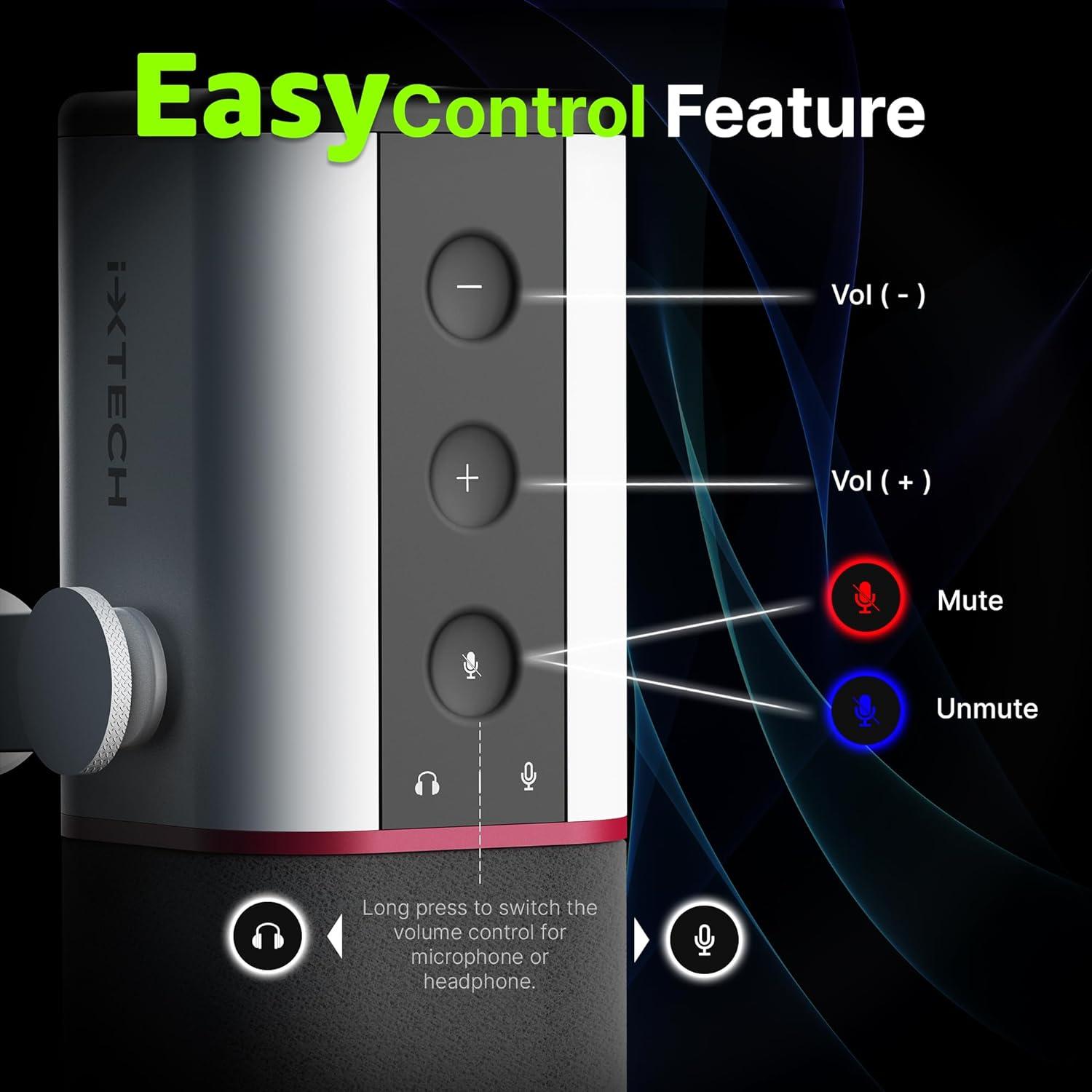 Micrófono Dinámico Cardioide IXTECH USB XLR Blanco 20Hz-20KHz