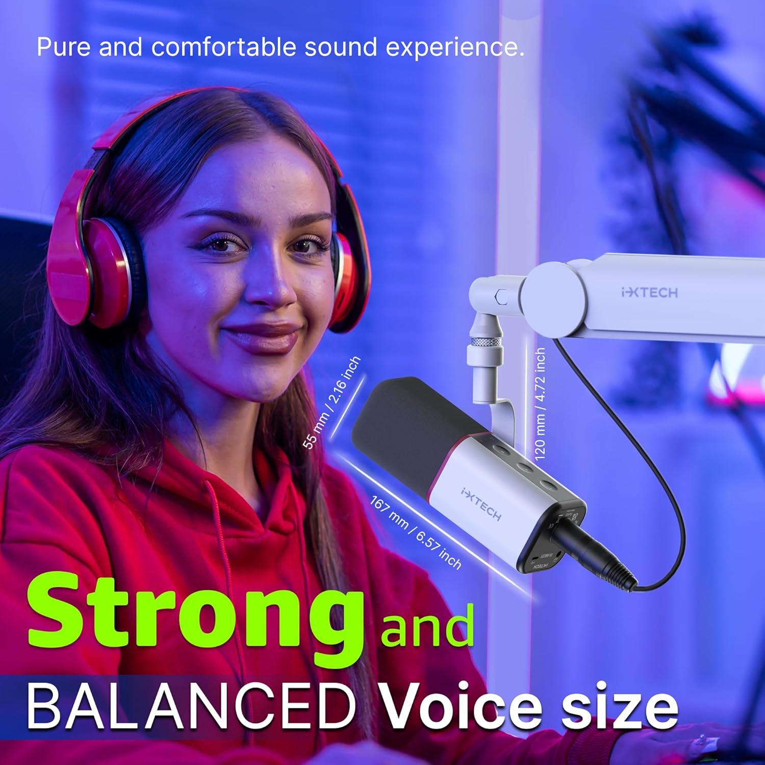 Micrófono Dinámico Cardioide IXTECH USB XLR Blanco 20Hz-20KHz